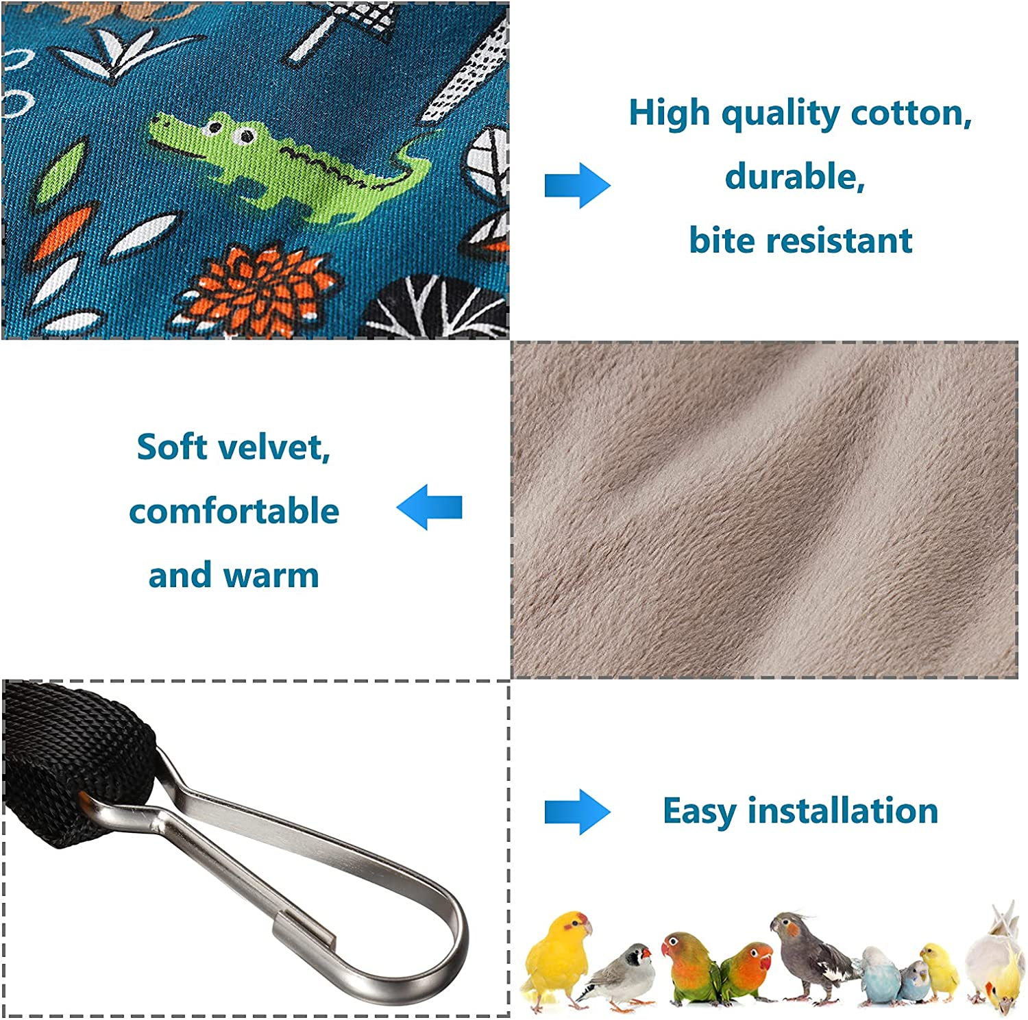 Qx-Pet Supplies Winter Warm Bird Nest House Hanging Hammock Velvet Shed Hut Cage Plush Fluffy Birds Hideaway Sleeping Bed Fuzzy for Parrot Parakeet Cockatiels Budgies Cockatoo Lovebird Finch Canary