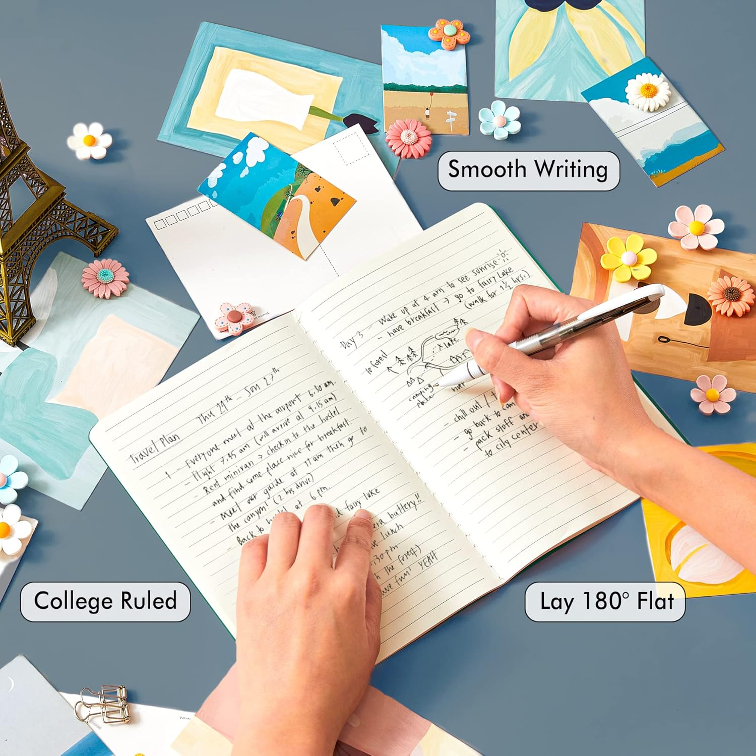 Feela Soft Cover Notebook Bulk, 8 Pack College Ruled Notebooks for Work Studay, Lined Travel Journal for Women Men, Note Taking Notebook School Supplies Business Writing, 8.2&rdquo; X 5.5&rdquo;, A5, Vintage Colours image number 3