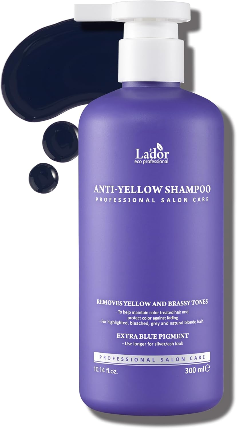 LA'DOR Anti-Yellow Shampoo 300 Ml Dark Purple Pigment Neuactralisation Yellow Dye Bleached and Dyed Hair Hydrolyzed Protein Moisture Support Damaged Hair image number 2