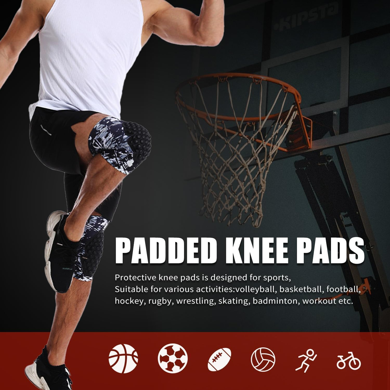 ZANZER Compression Knee Pads for Youth Adult, Basketball Baseball Knee Sports Brace Knee Support, Anti-Slip Collision Avoidance Knee Pad Protector Sleeve for Volleyball Football Cycling (1 Pair,Xl) image number 3