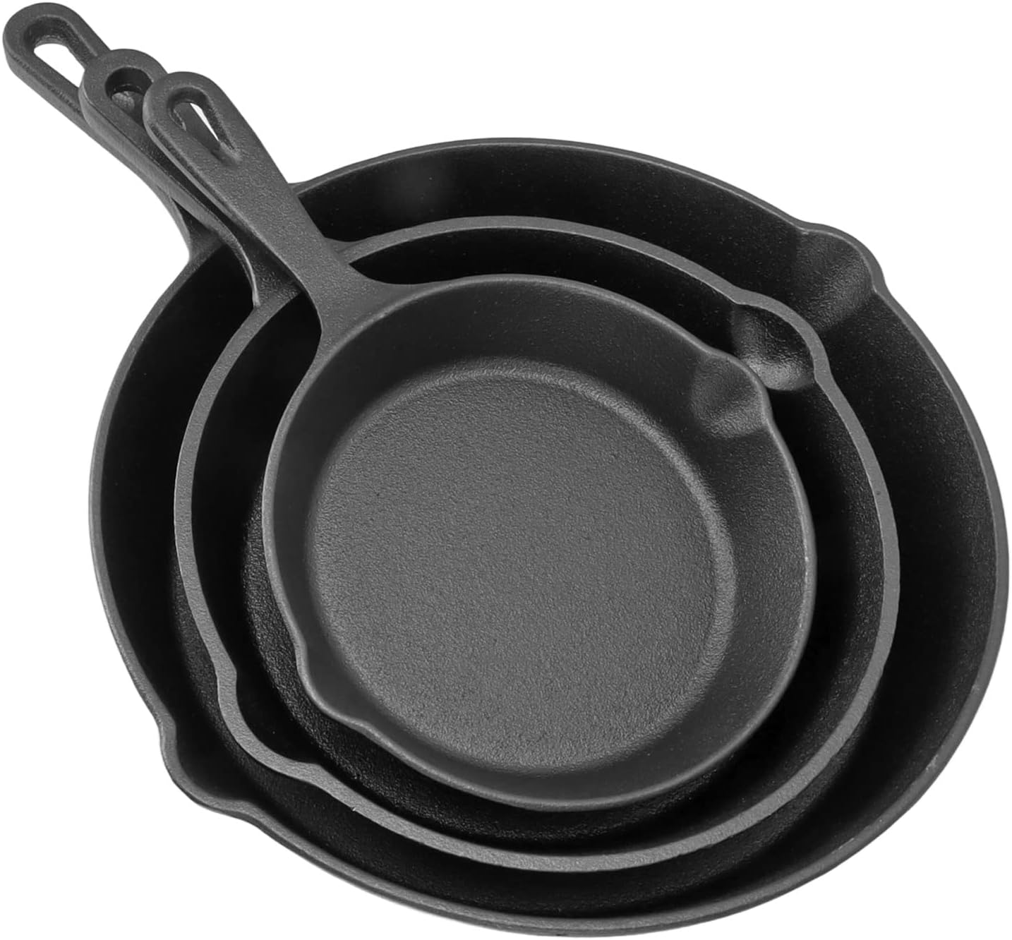Cast Iron Skillet 3 Piece Set, Nonstick Frying Pan Set Nonstick Omelette Skillet with Handle Used on the Stovetop Campfire for Frying Stir Frying Cooking Grilling image number 1