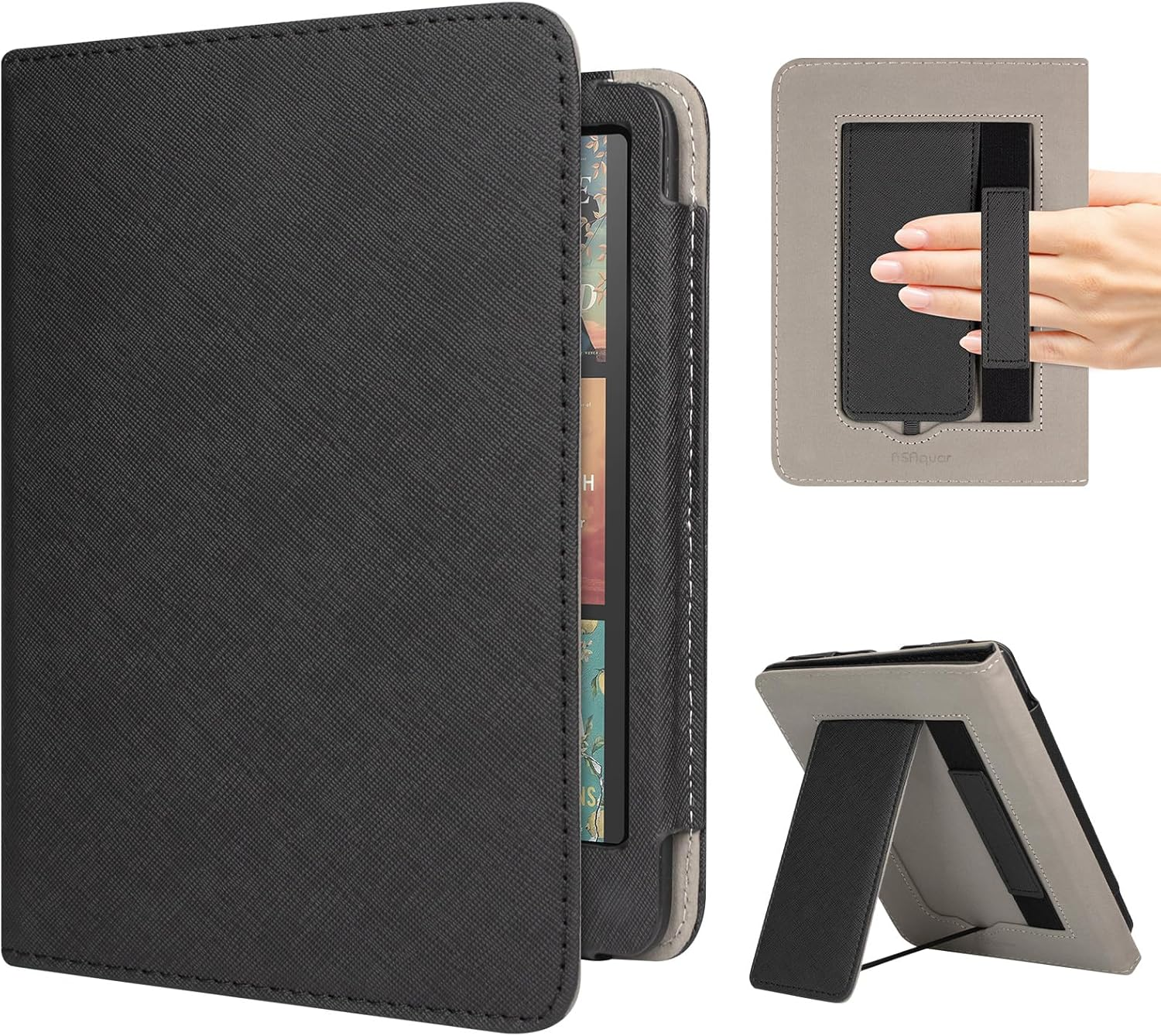 Rsaquar Case for 7-Inch Kindle Colorsoft Signature Edition and All-New Kindle Paperwhite (2024 Release), Full Protection Cover with Auto Sleep/Wake, Hand Strap and Foldable Stand - Agave Green
