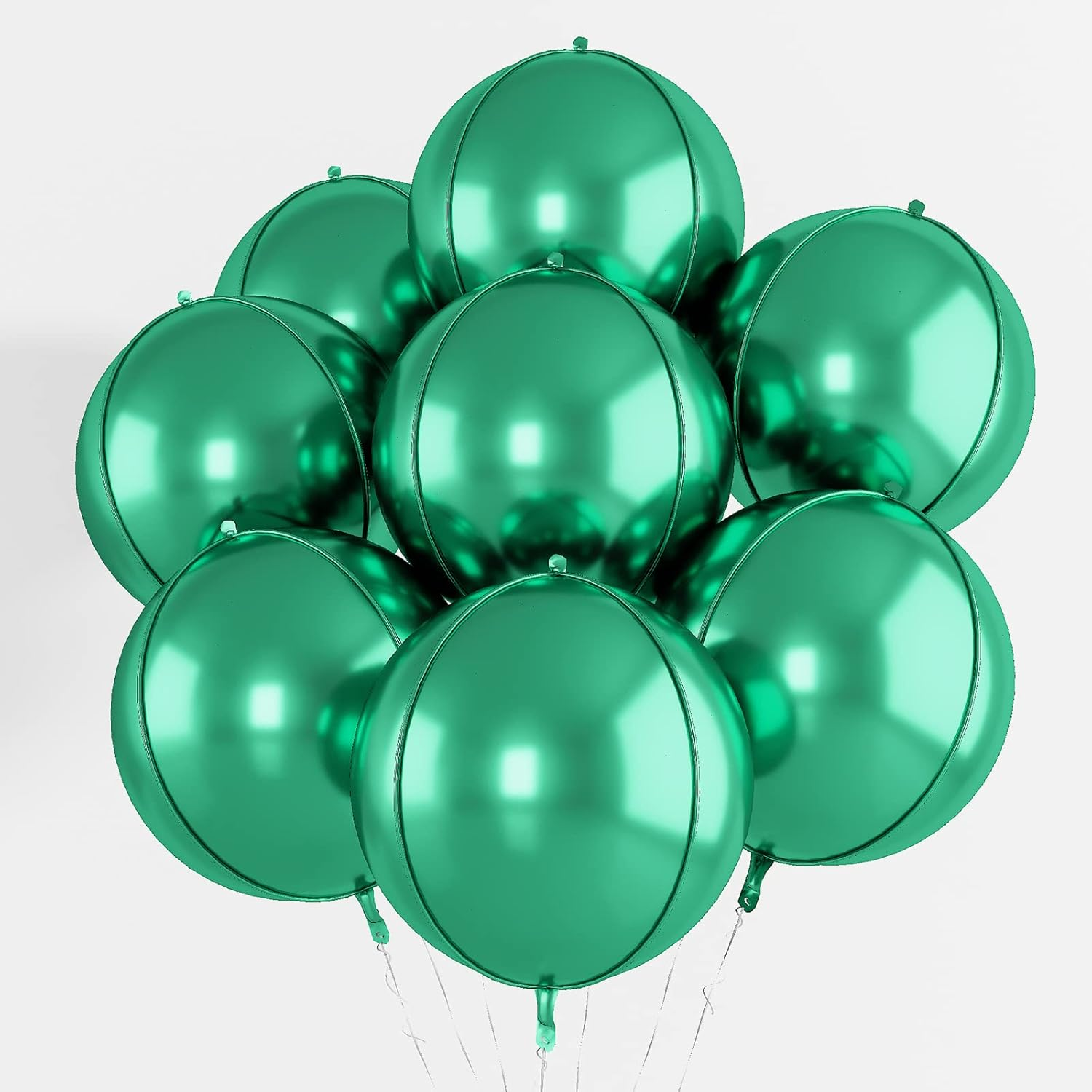 Metallic Green Balloons 22 Inch, 8Pcs Large 4D Green Mylar Foil Balloons, Dark Green 360 Degree 4D Sphere Ball Orb Balloons for Christmas Safari Jungle Theme Birthday Party Decoration Supplies image number 6