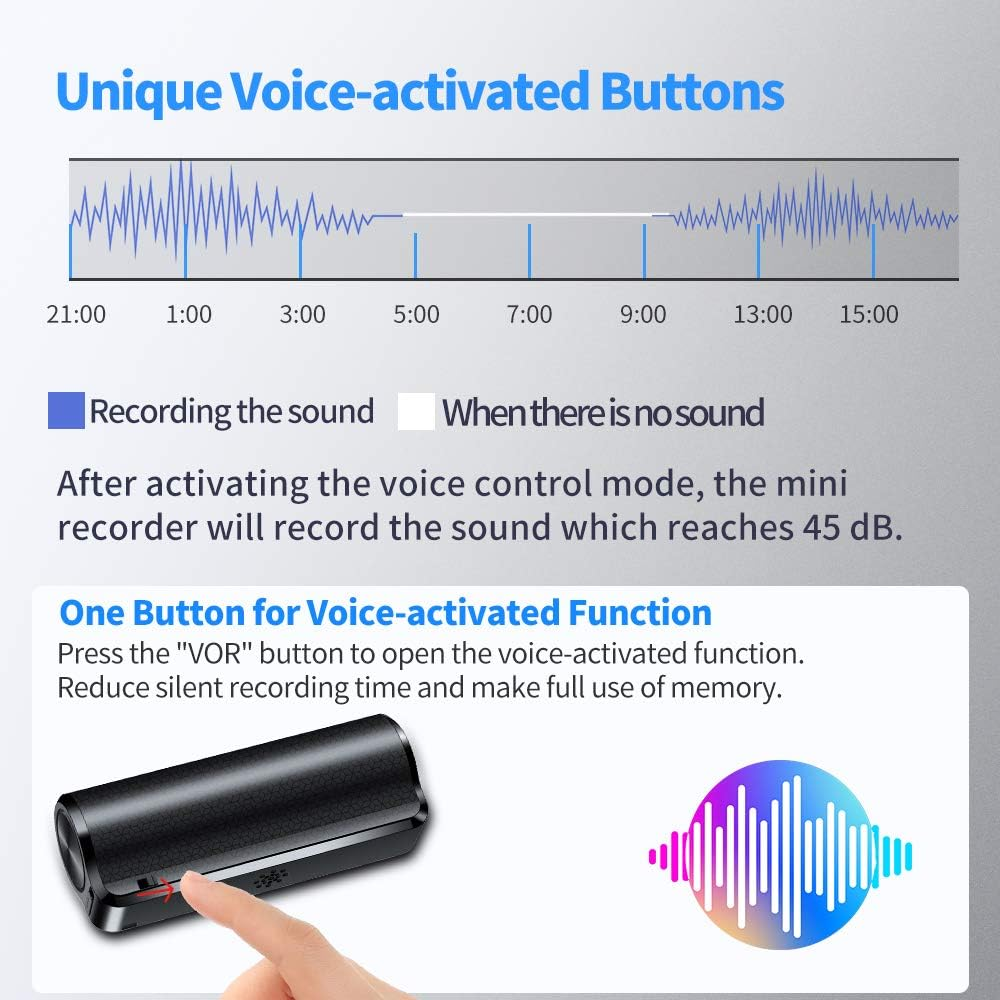 32GB Digital Voice Recorder, Magnetic Mini Voice Activated Recorder, 15Days Long Battery Life, Suitable for HD Recording Meetings Interviews Classes Lectures image number 2