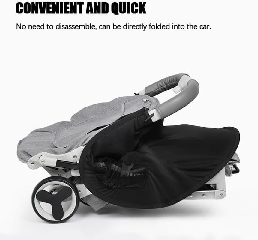 Adjustable Breathable Baby Stroller Sunshade Canopy and Windproof Umbrella, Black for Prams, Pushchairs and Buggies