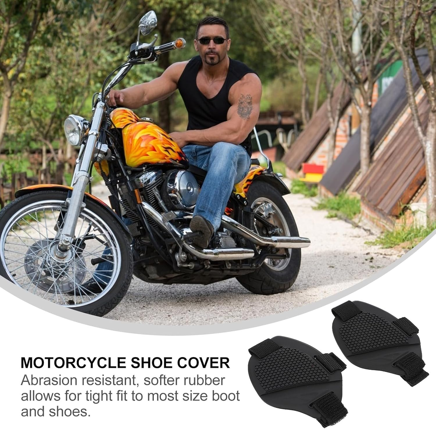 Ciieeo 2Pcs Motorcycle Shoe Covers Boot Protector Half Shoe Cover Anti-Slip Gear Shift Pads for Motorcycle Riders Protection image number 4