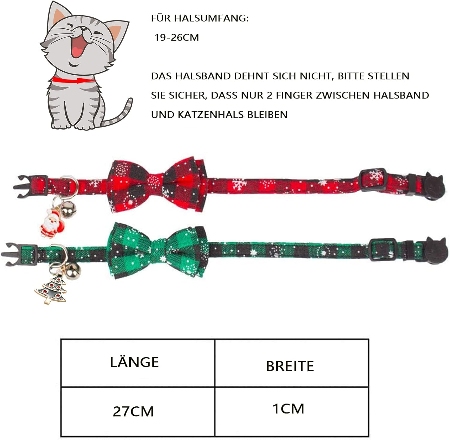 Pack of 2 Christmas Cat Collar with Bell Adjustable Bow Cat Collar Soft Cat Collar Christmas Snowman Christmas Tree Pendant Cat Christmas Costume Collar
