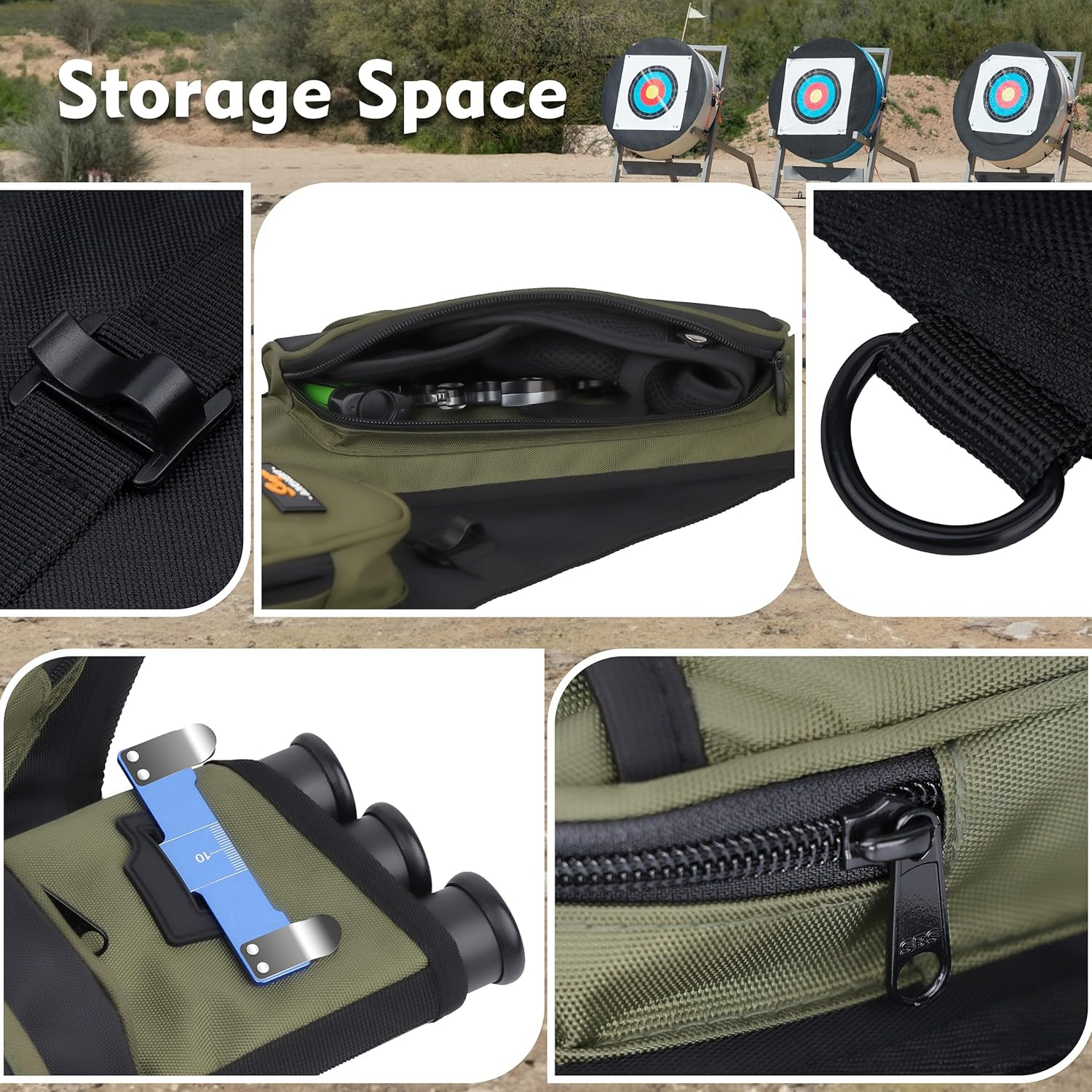 SUNYA Archery Hip Quiver for Arrows. Includes 3 Tubes Arrow Holder, Accessories Pockets and Waist Belt. Fit for Compound and Recurve Bow Practice.