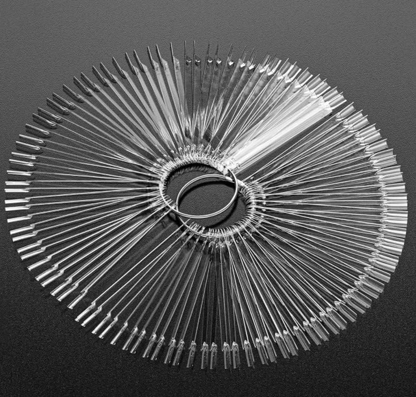 100 Pieces Nail Polish Color Display Swatch Sticks Transparent Clear Connecting Ring Nail Art Fan Shaped Practice Nail Tips image number 2