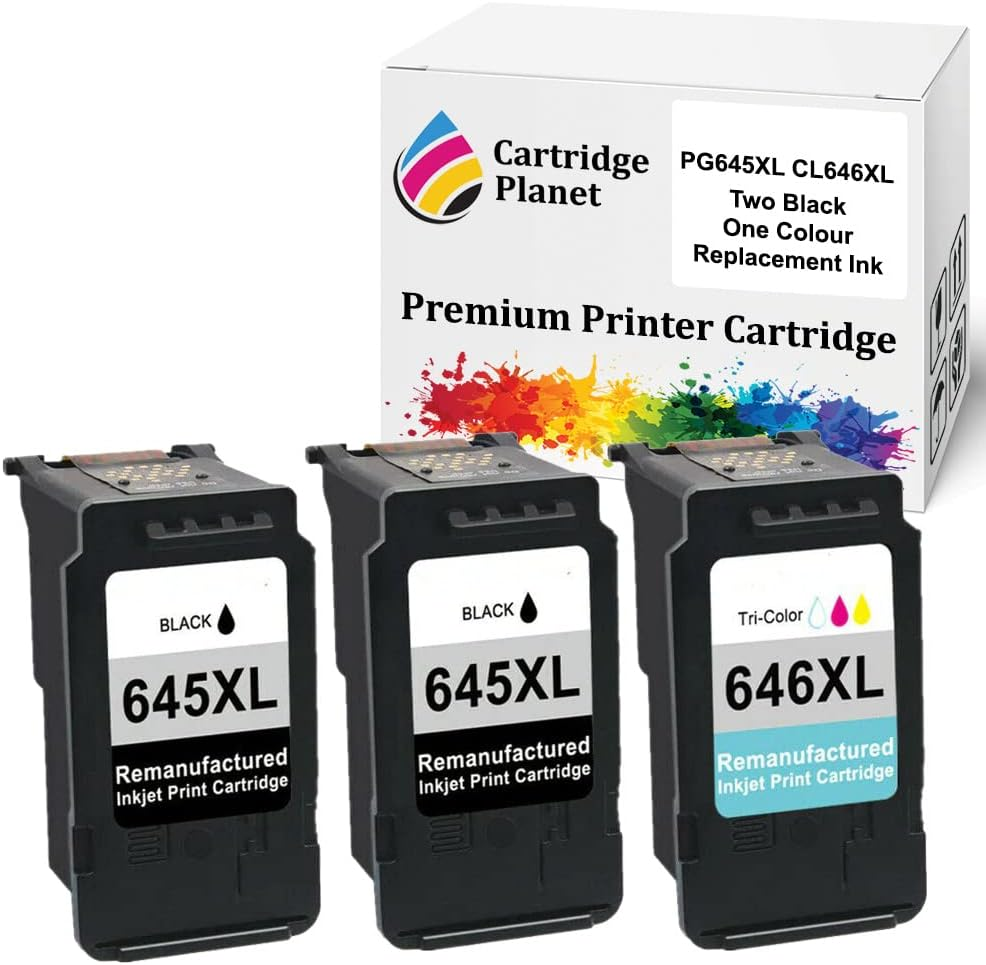 Cartridge Planet 2 Black and 1 Colour Compatible Ink for Canon PG-645XL CL-646XL PG645XL CL646XL for Canon MG2460 MG2560 MG2960 MG2965 MG3060 MX496 TR4560 TR4660 TR4665 TS3160 TS3165 TS3166 TS3360 T..