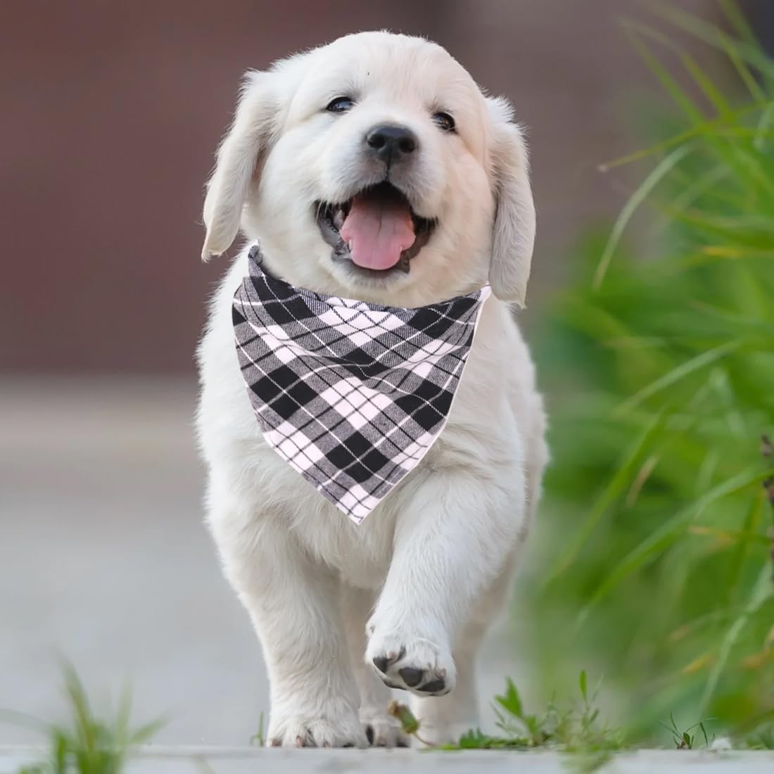 Dog Neckerchief, Cotton Plaid Pet Bandana, Washable Pet Bandana, Triangle Bib, Puppy Neckerchief, Dog Triangular Scarf, Adjustable, for Small, Medium, Large Dogs, Cats Pets image number 5