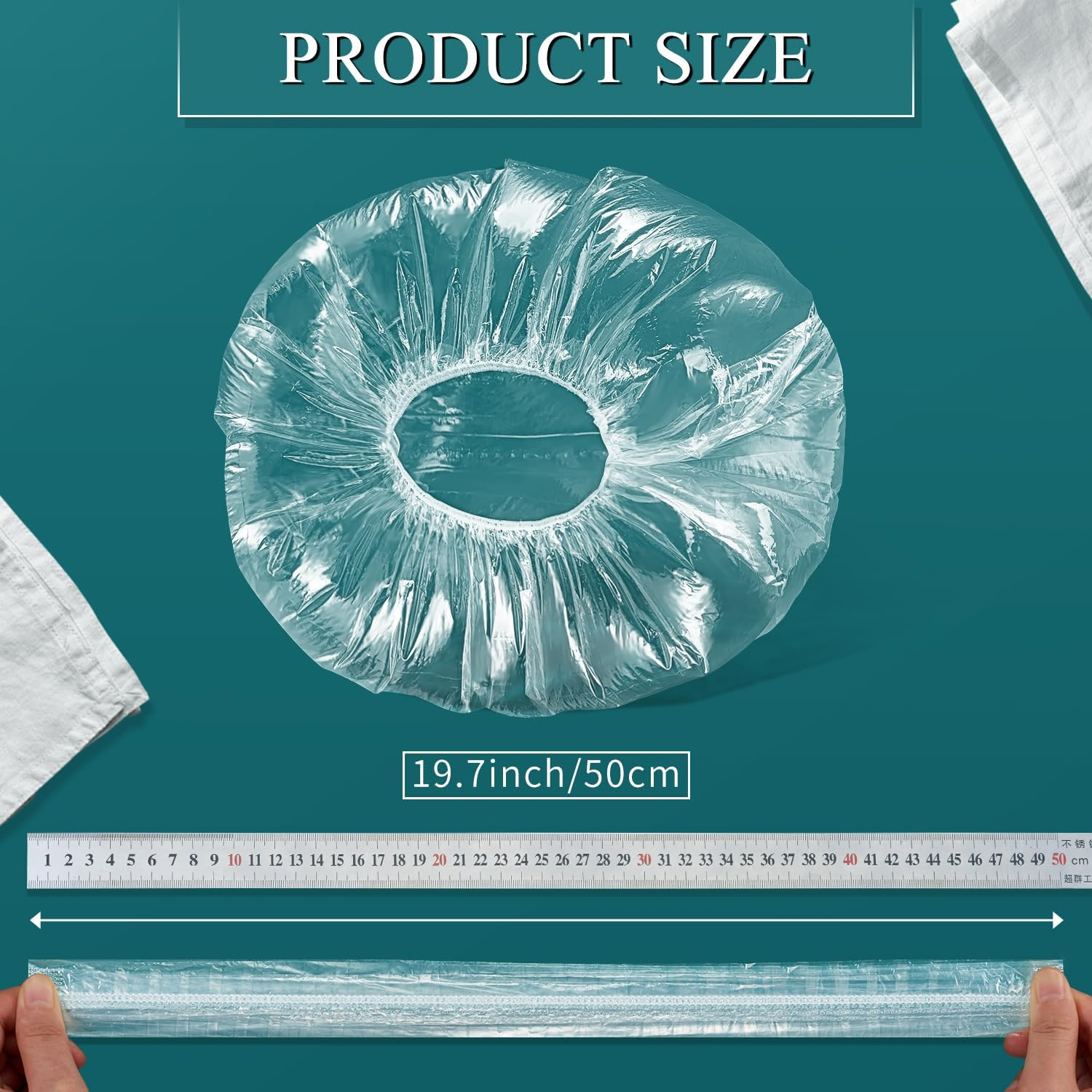 MORGLES Shower Caps Reusable Waterproof, 100 Pcs Disposable Plastic Shower Caps for Women Bathing, Hair Salon Home & Travel Use