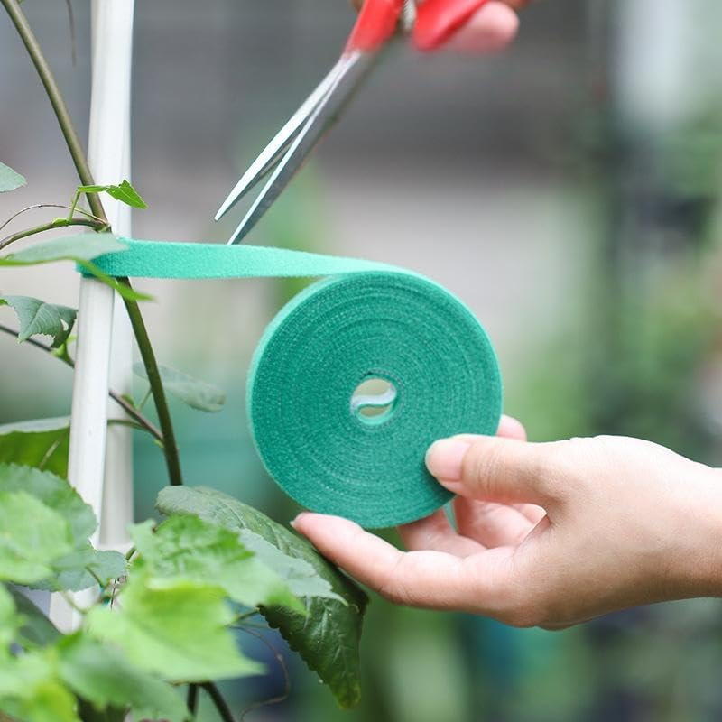 Garden Plant Ties, Green Vinyl Stake Ribbon, 10 M X 1.2 Cm, 1 Roll