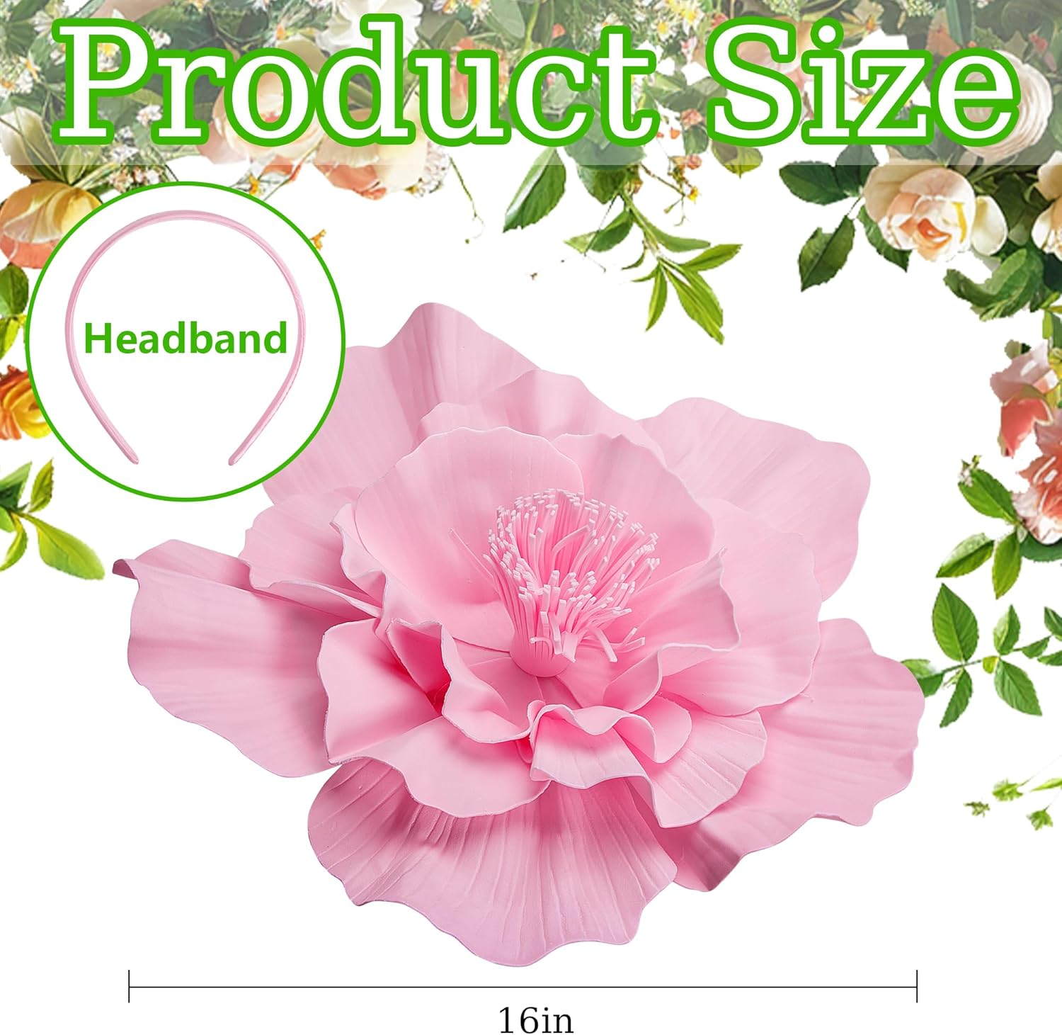 Wehhbtye Large Flower Fascinator Hat for Women, Tea Party Flower Headwears, Lady Fascinators Headband for Party Accessories - Pink image number 3