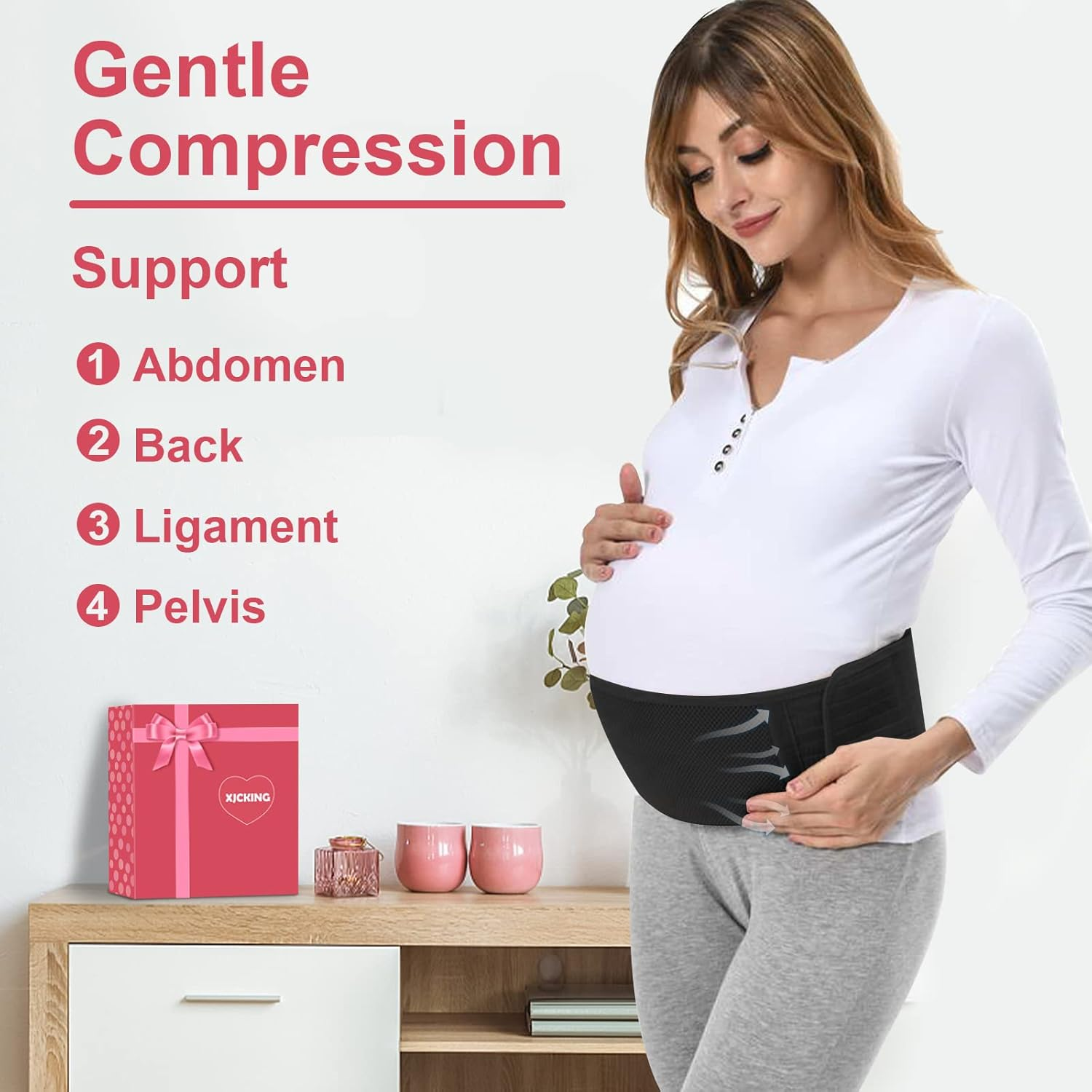 Maternity Belly Band for Pregnancy - Support Belt for Pregnant Women- Soft & Breathable Tummy Wraps for Abdomen, Pelvic, Waist, Back Pain Relief- Adjustable Abdominal Binder for All Stages of Brace image number 1