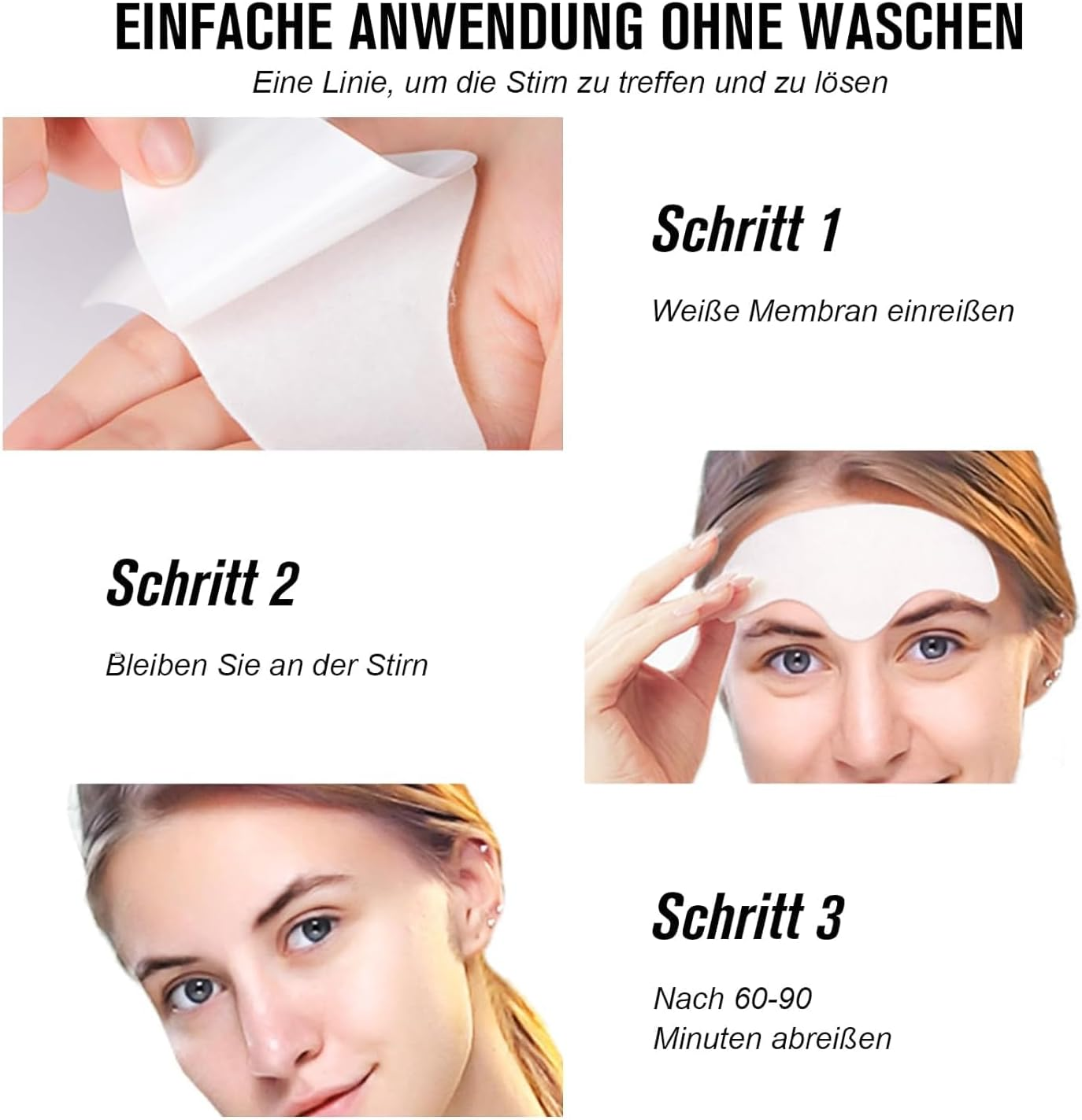 Forehead Wrinkles Patches 10 Pcs, Face Tape for Forehead Lines Reducer, with Aloe, Collagen, Vitamin E, anti Wrinkle Patch for Fine Lines image number 4