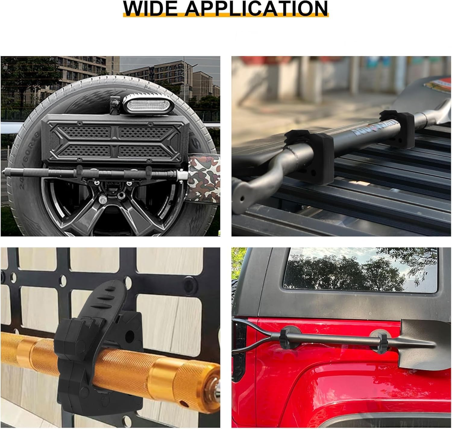 2 Pcs Clamp Mount Utility Holder,Adventure Shovels Bracket,Adjustable Bar Clamp Rubber Clamp Mount,Shovel Mount Adjustable Used on Off-Road Vehicle UTV ATV Van Trucks Boat image number 2