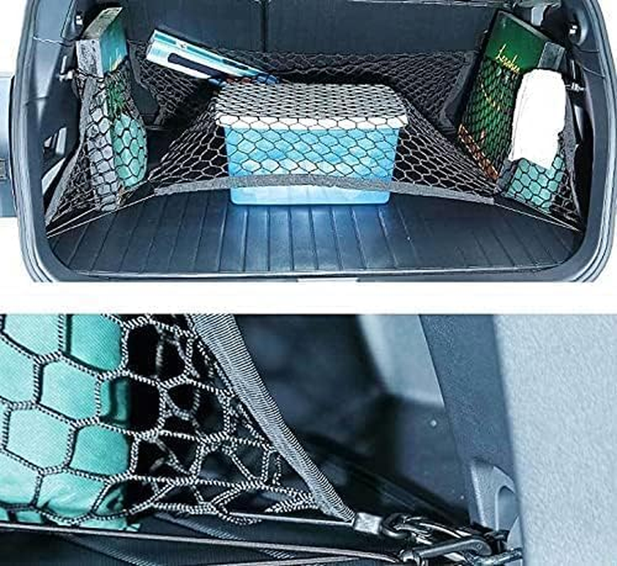 Trunk Cargo NET Car Nylon Elastic Mesh Organizer Truck SUV Universal 4 Hook Rear Black Net Auto Storage Organizer (Black, One Size) image number 6