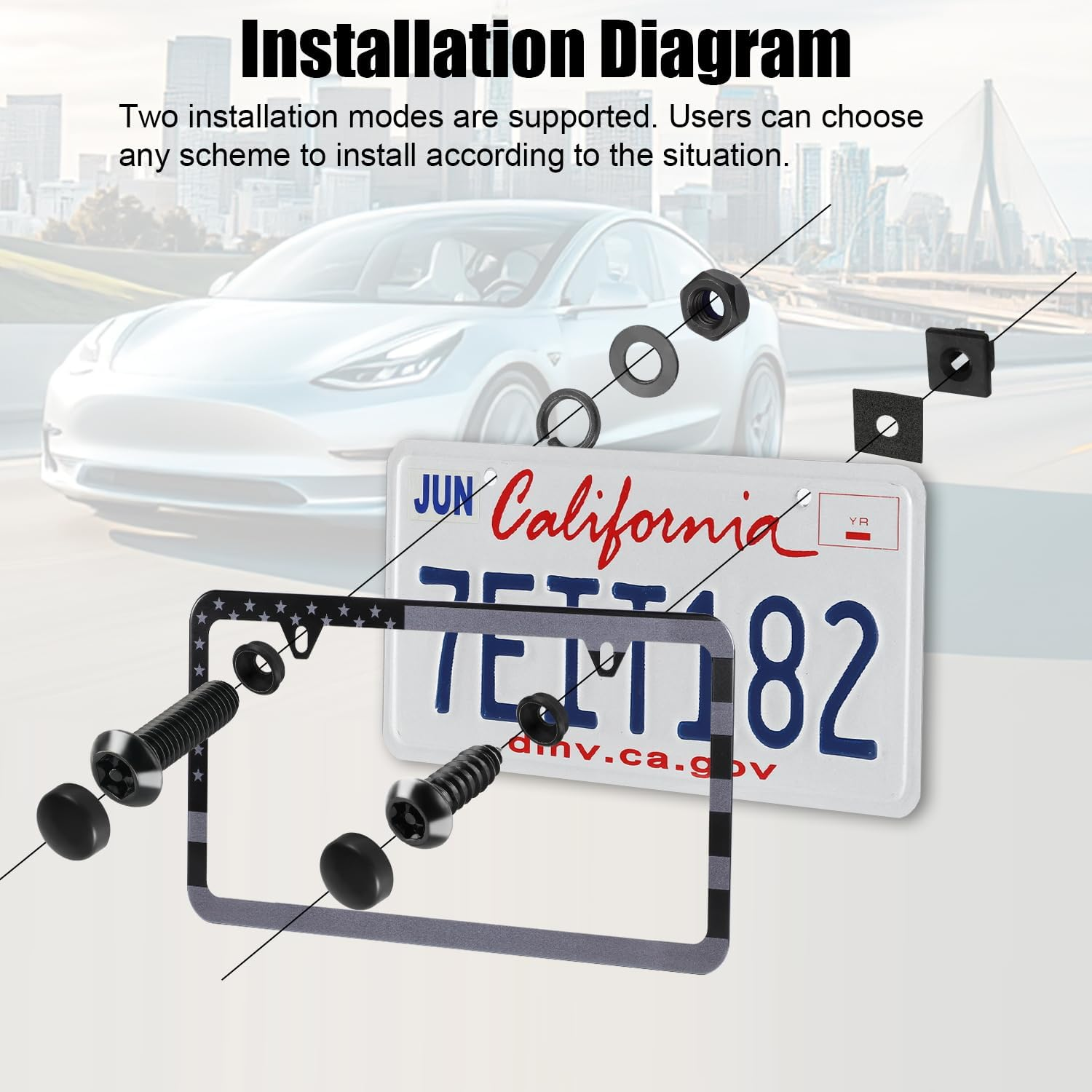 Livtee anti Theft License Plate Screws Kits for Securing Frames and Covers, M6 (1/4") Tamper Proof Screws, Fastener Nut, Caps Cover for Front Rear Frame Holder Mounting - Black image number 3