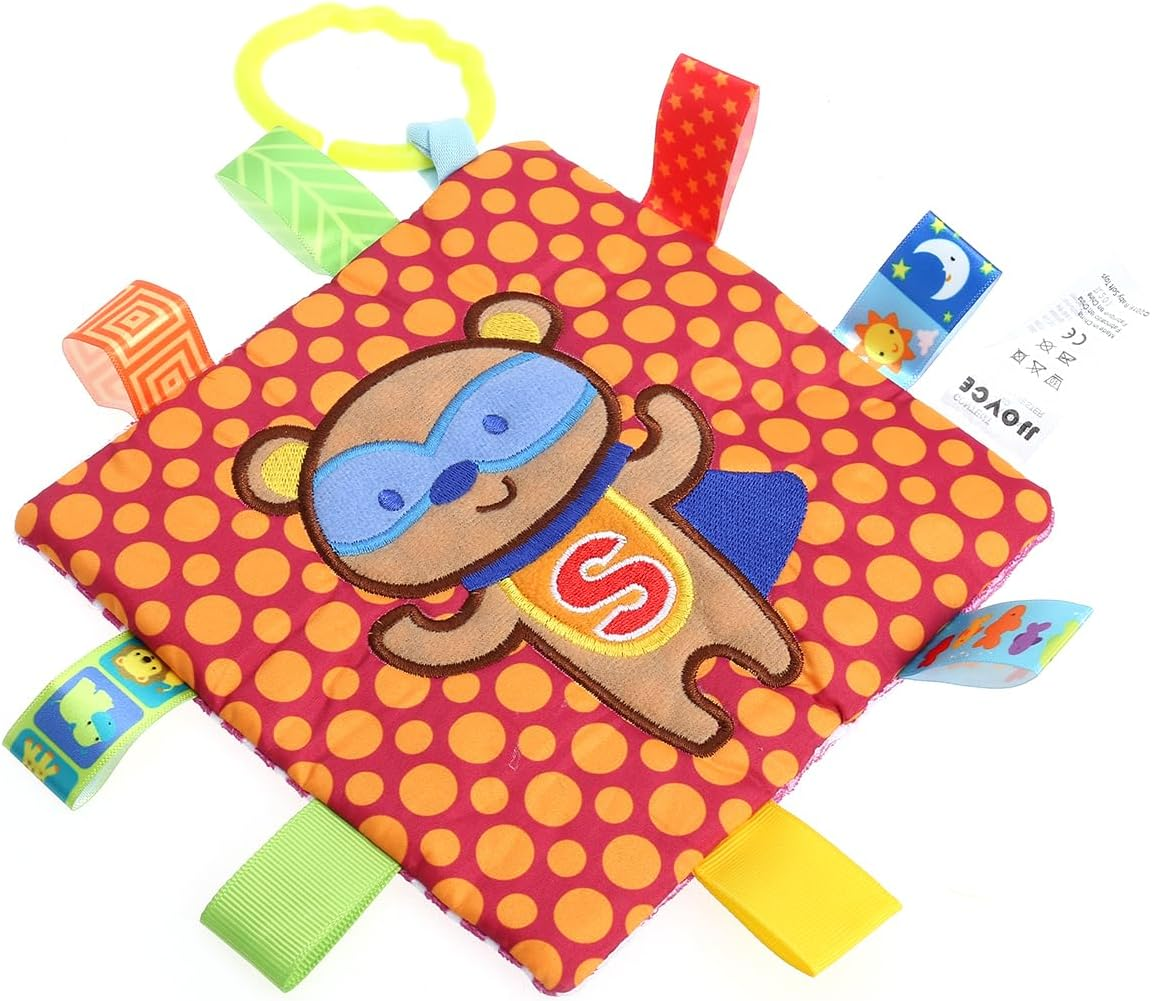 SAFIGLE Teething Toys Soft Crinkle Bear Sensory Blanket Infant Soothing Towel with Stroller Car Seat Attachment for Newborns 0-6 Months - Butterfly image number 3