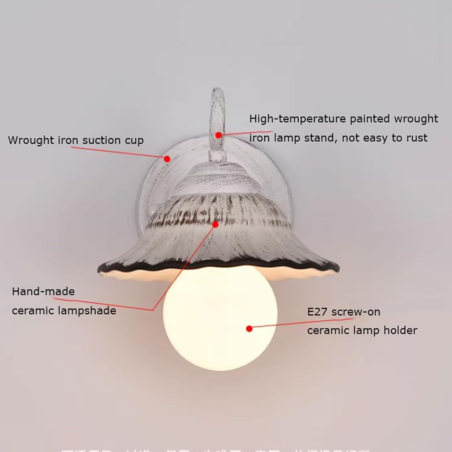 Wall Lamp TV Background Restaurant Mural Wall Sconce E27 Ceramic Metal Wall Light Corridor Bedroom Bedside Lamp Living Room Wall Lighting image number 3