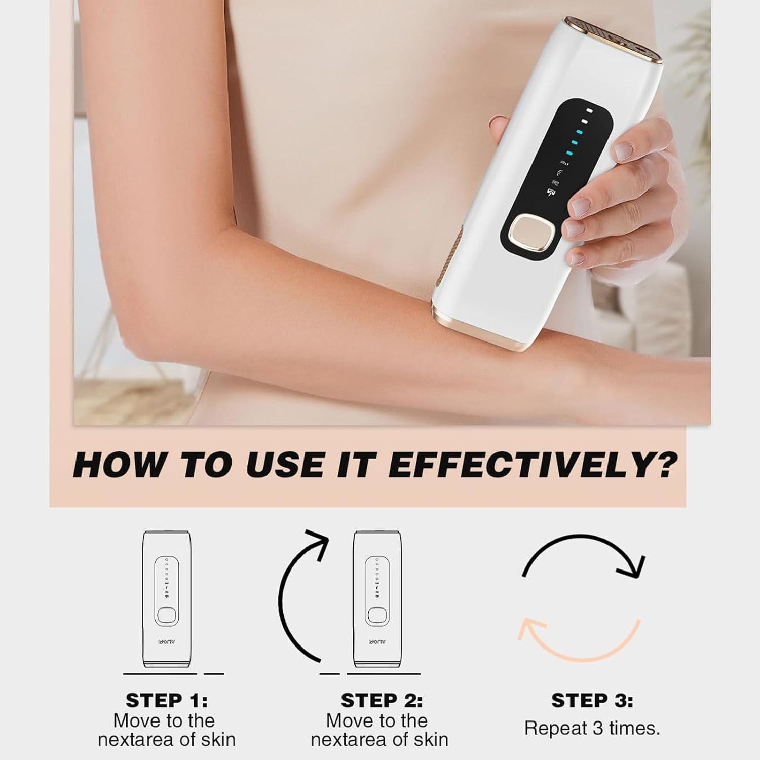 Oolong IPL Laser Hair Removal Device with Ice Cooling Care Function,Level 5, 2 Modes,Used for Facial, Leg, and Arm Bikini Line Throughout the Body IPL Hair Removal(White) image number 1