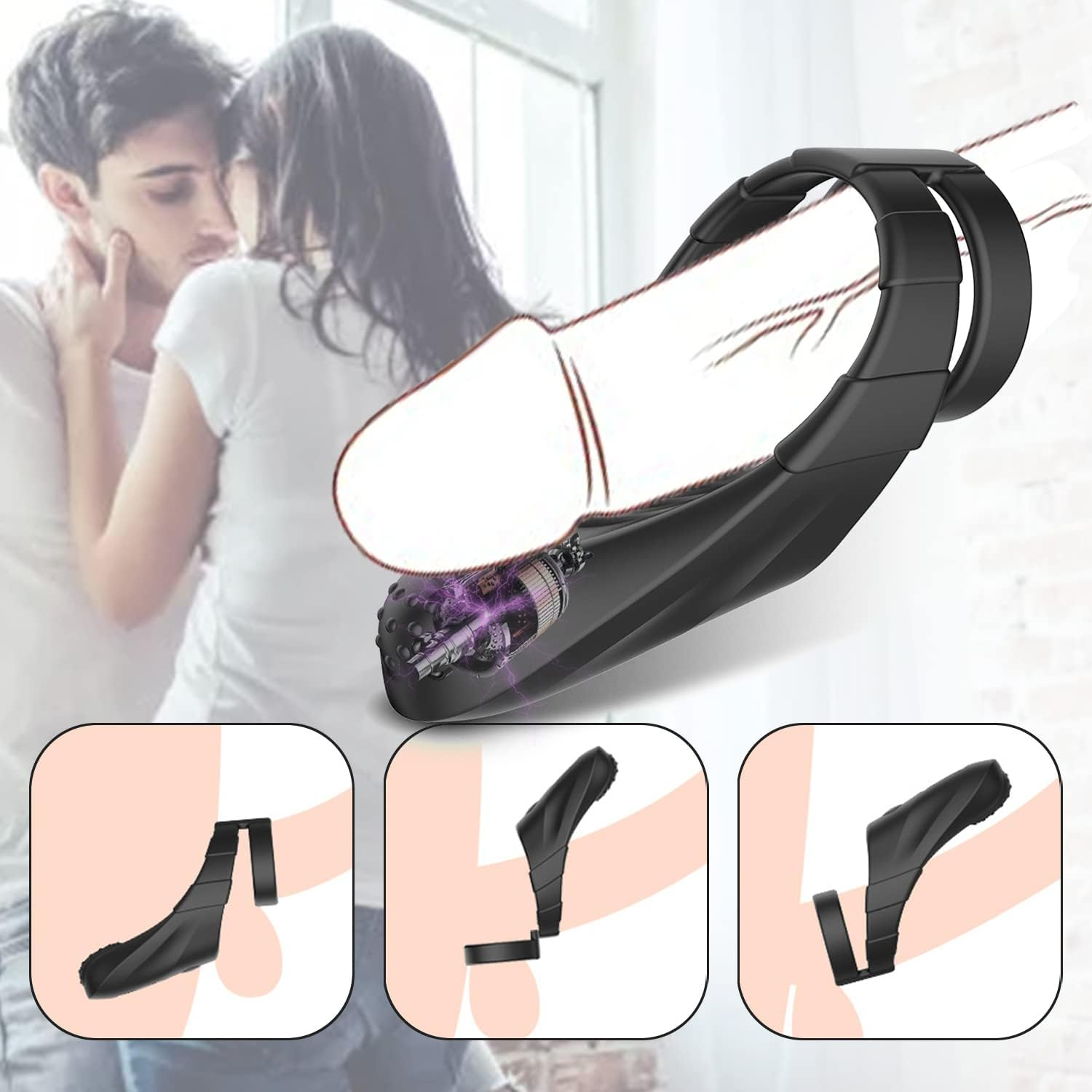 Multi-Frequency Electric Delay Ring Lock and Lasting Ring for Men or Couples Sports Premium Silicone image number 4