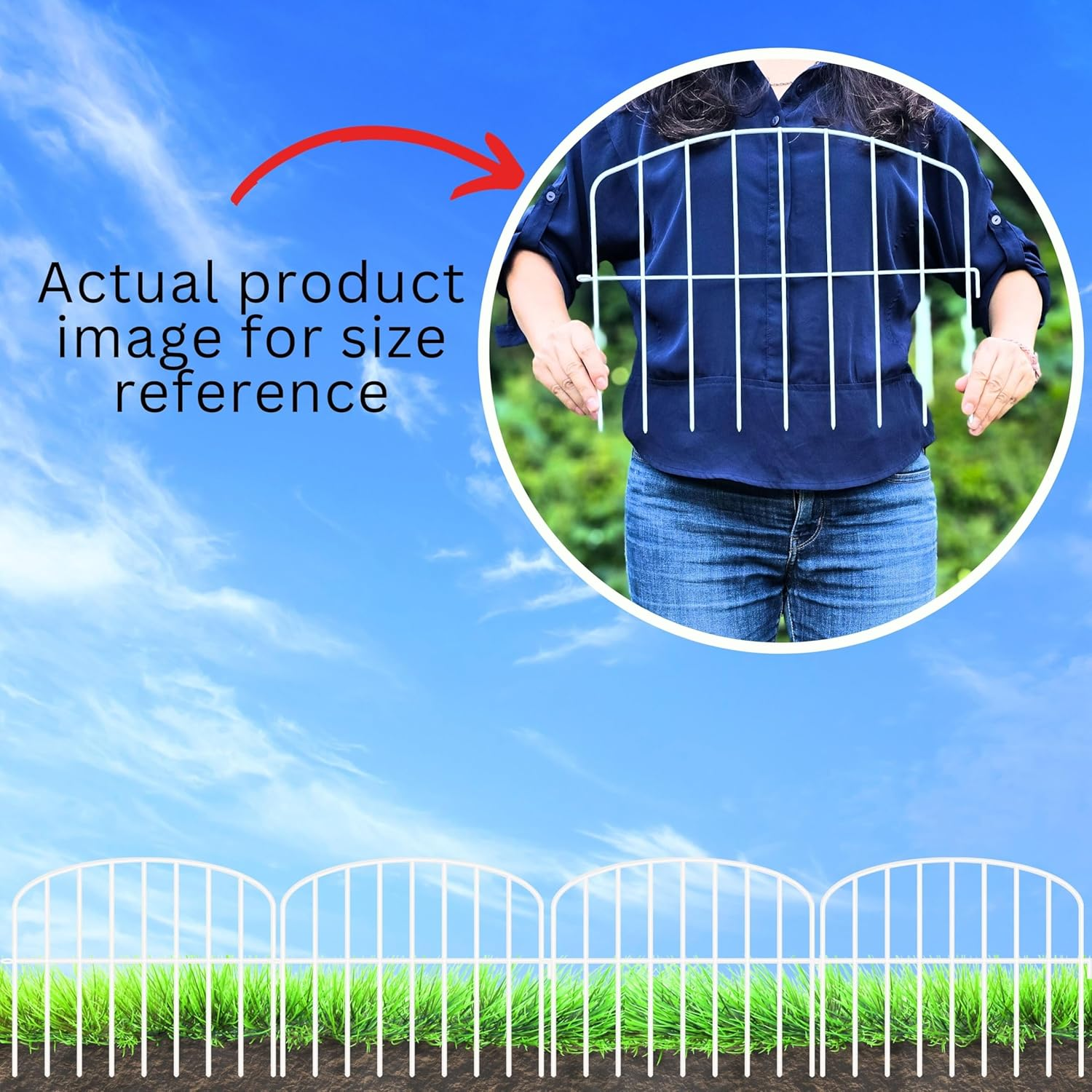 Shoplala Garden Fence Border (10 Panels) 12In(L) X 16.5In(H) Decorative Metal Wire Animal Barrier Fencing, Rustproof Flower Edging for Landscape Patio Outdoor Decor, Dog Gates and Border White M-L16.5