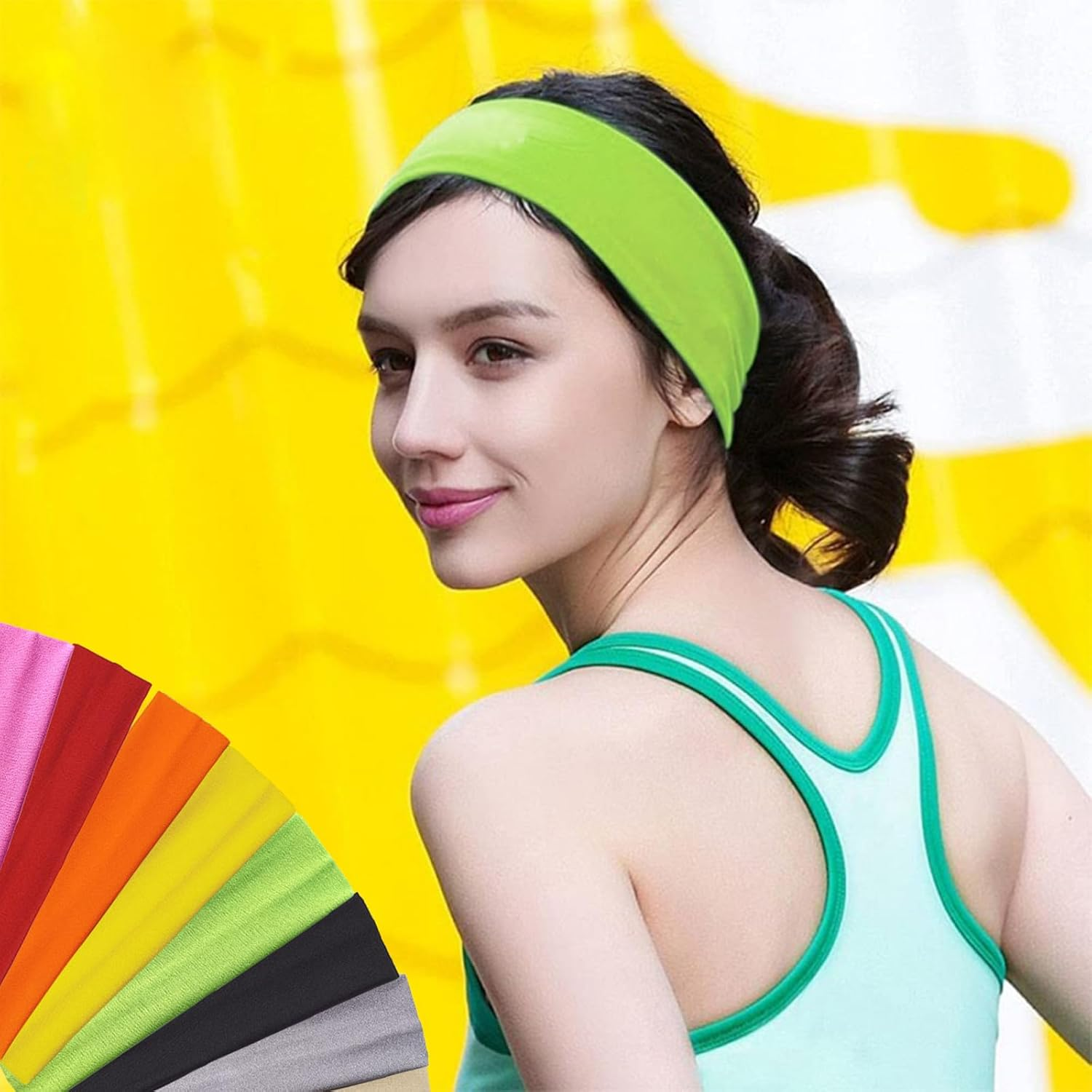 Solid Colour High Stretch Sports Hair Bands Yoga Hair Bands Wide Edge Headbands 12 Colours image number 4