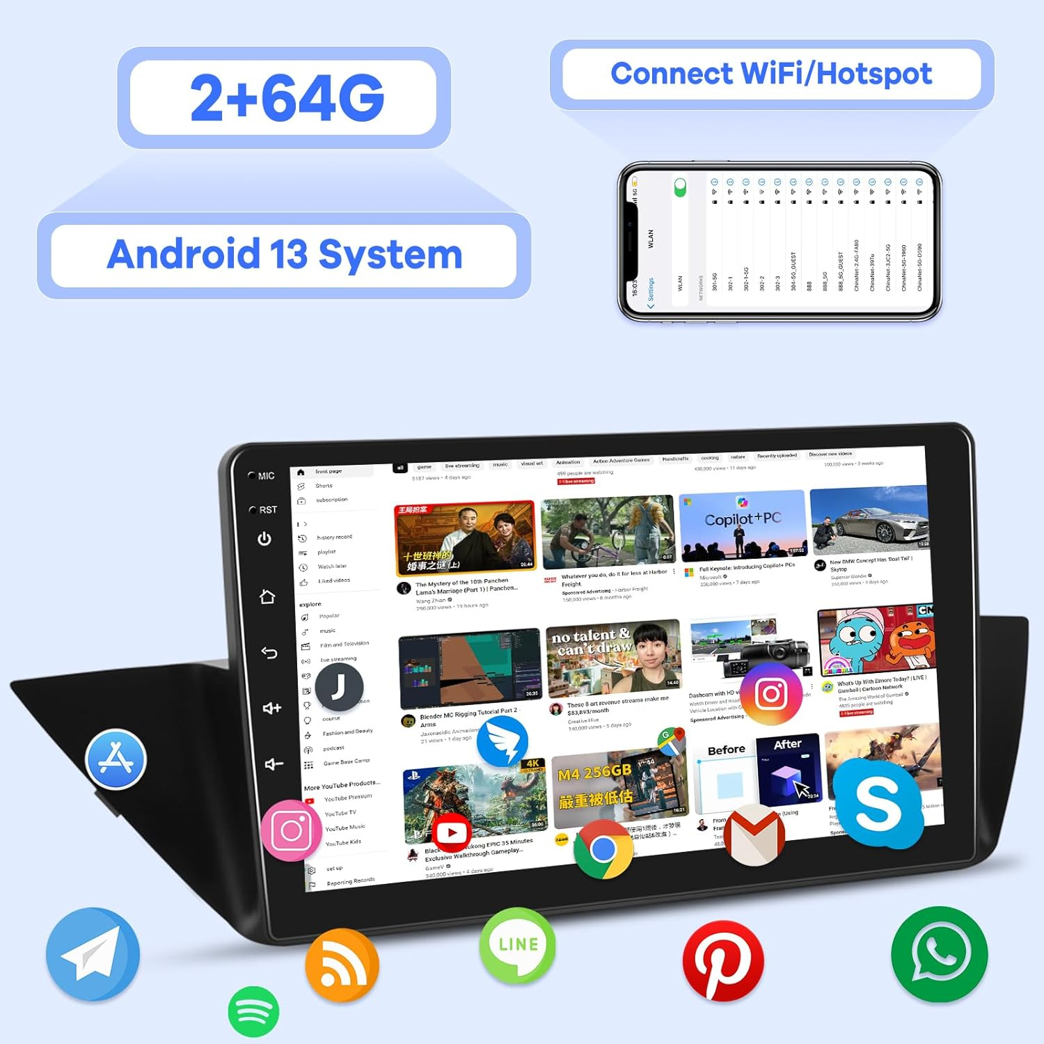 [2G+64G] Car Radio for BMW X1 E84 (2009-2015), 10 Inch Touch Screen Android 13 Car Play Stereo, Carplay/Android Auto/Eq Audio/Swc/Bluetooth + AHD Backup Camera image number 2