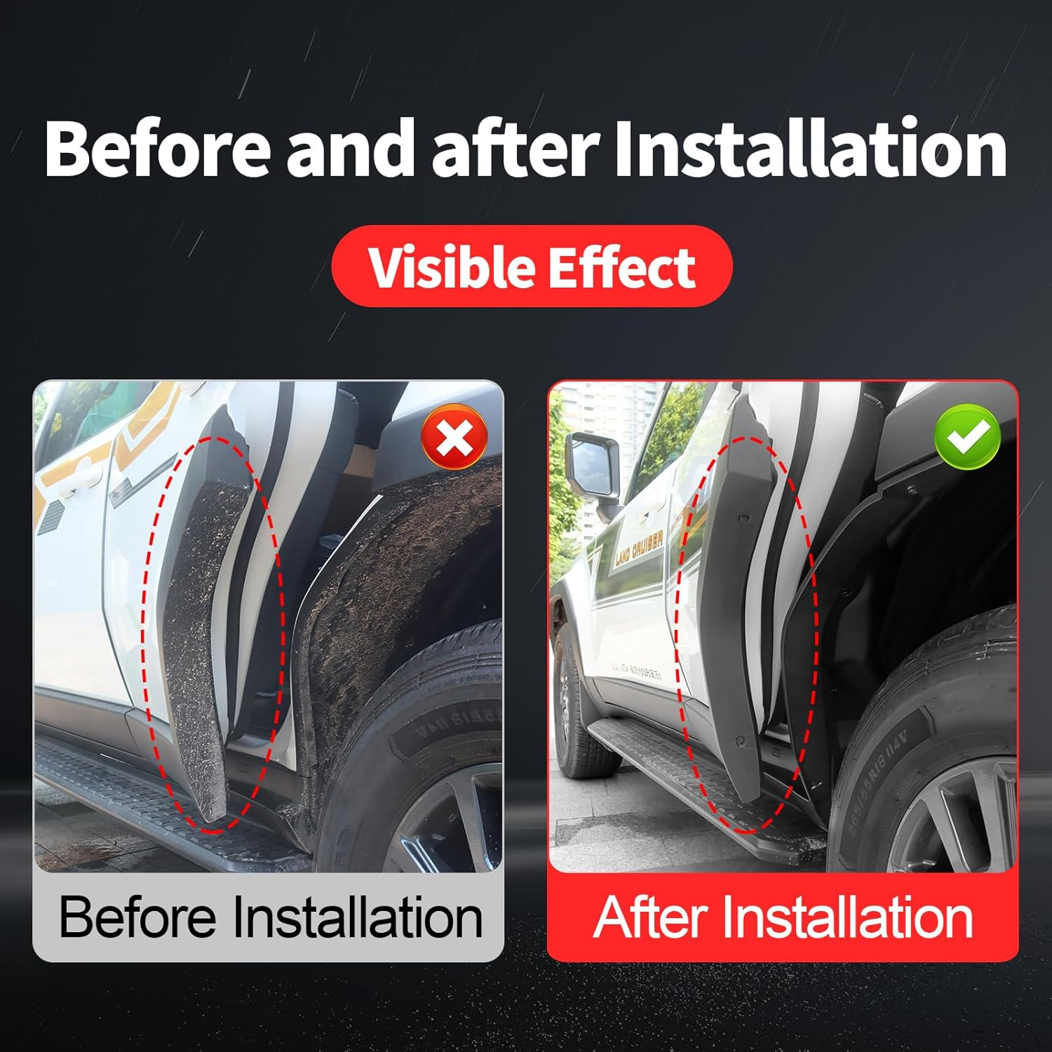 Rear Wheel Anti-Mud Fender for 2024 2025 Toyota Land Cruiser 250 1958 Prado Lc250 J250 No Drilling Splash Guard Interior Modification Accessories image number 5