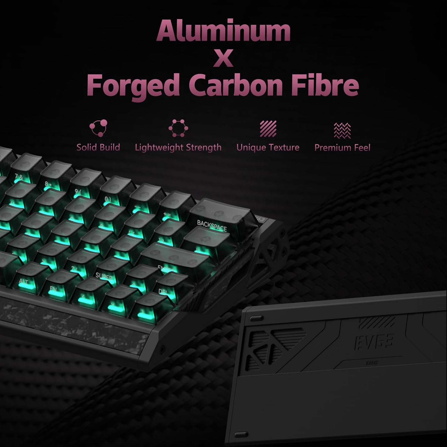 IQUNIX EV63 Hall Effect Magnetic Gaming Keyboard 60% | 0.01Mm Rapid Trigger, Adjustable Actuation, 0.125Ms Latency, Hot-Swap, SOCD, RGB, Aluminum with Forged Carbon (Dark Side) image number 1