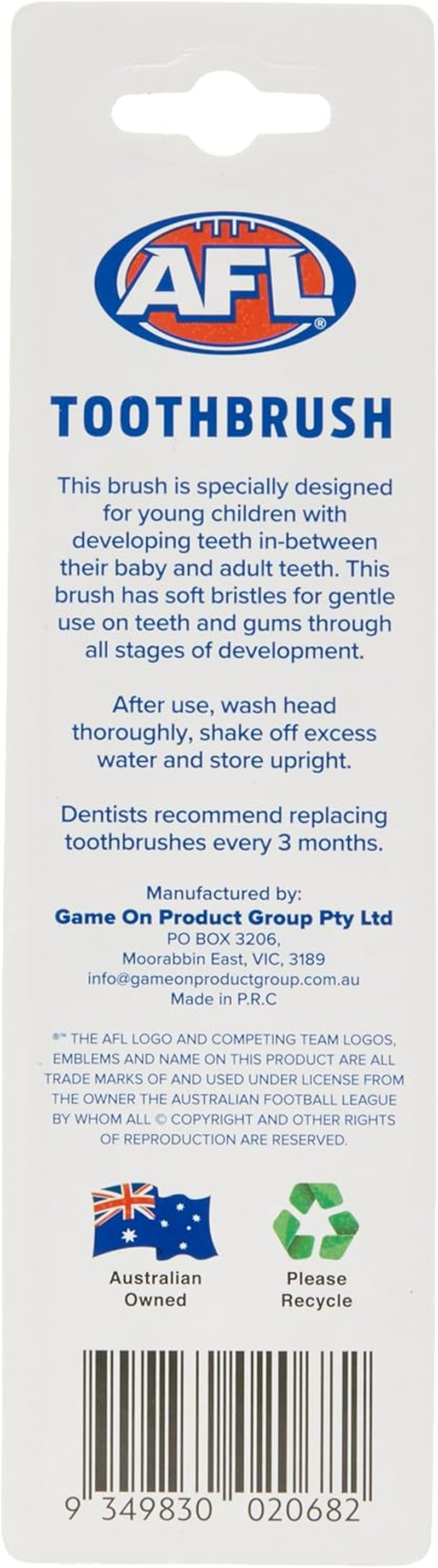 AFL Kids St Kilda Mascot Toothbrush (Pack of 2)