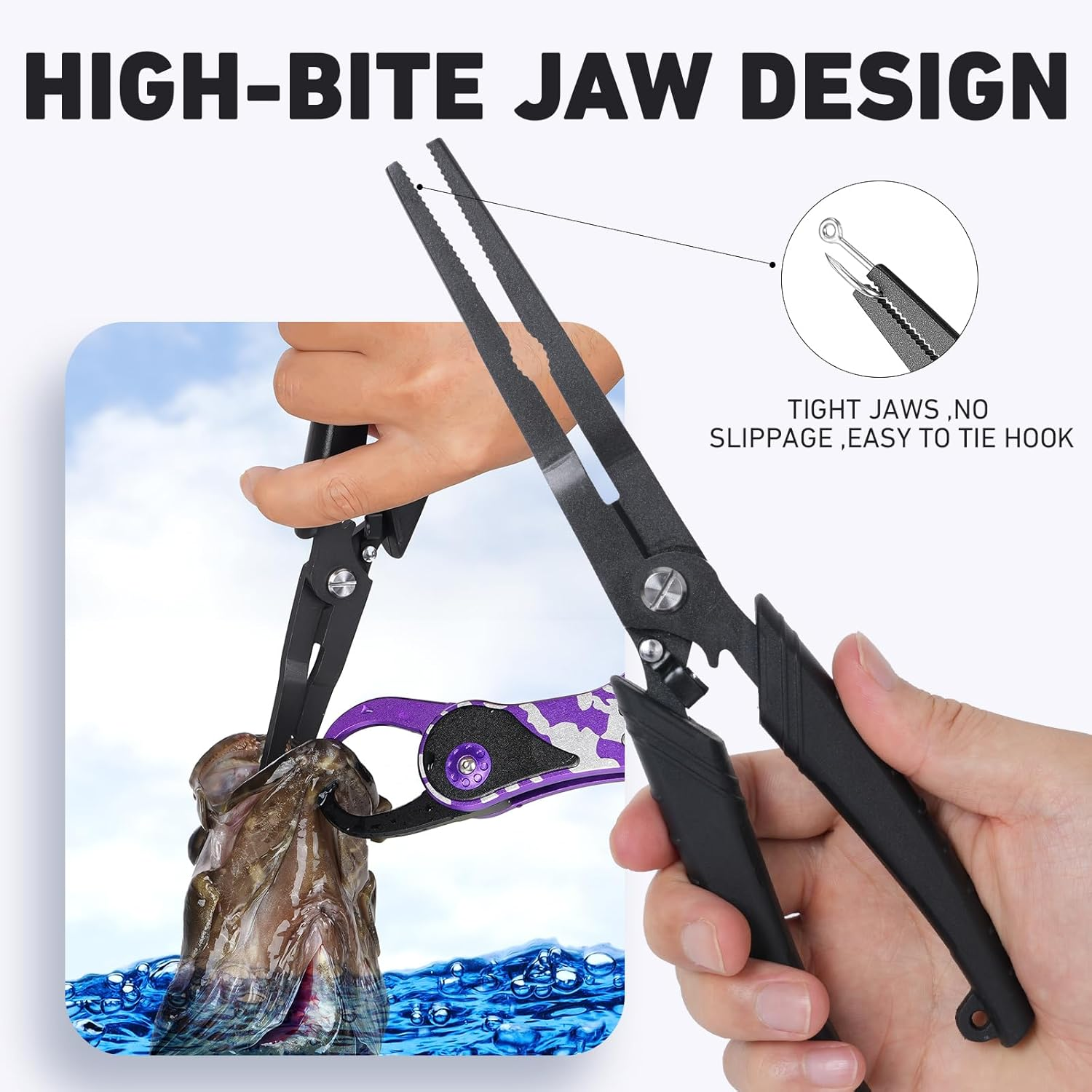 Golden J Teflon Fishing Pliers, Multi-Function Hook Remover-Long Nose Pliers, Pe/Braided Line Cutter, Saltwater Resistant Fishing Gear, for Deep-Sea, Ice & Surf Fishing - Ideal for Anglers image number 4