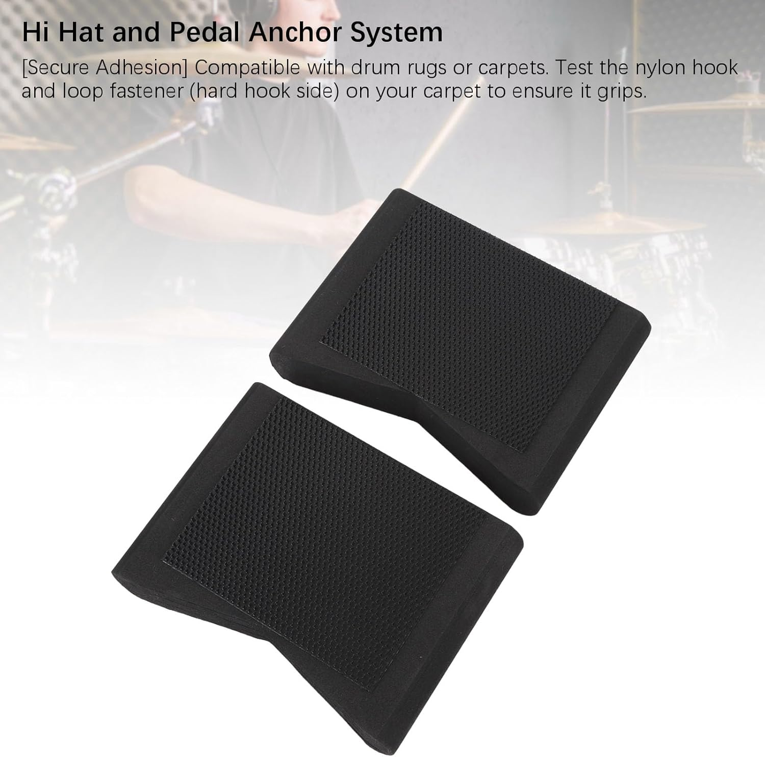 2Pcs Bass Drum Anchor System, EVA anti Slip Jazz Drum Stopper Damper, Stop Drum Creep Slipping Pedal for Hihats Regular Drum Electronic Kick Pedals image number 6