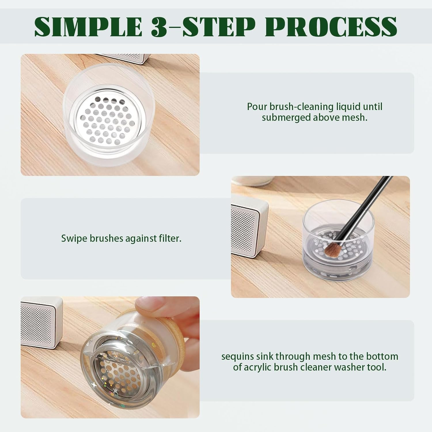 Diakey 4 Pack Acrylic Nail Brush Cleaner Dappen Dish with Lid, Mesh Layered Nail Art Brush Monomer Liquid Wash Cup Glass Removal Jar for Sequins Glitter Powder, 3.8Cm High - 5.6Cm High image number 5