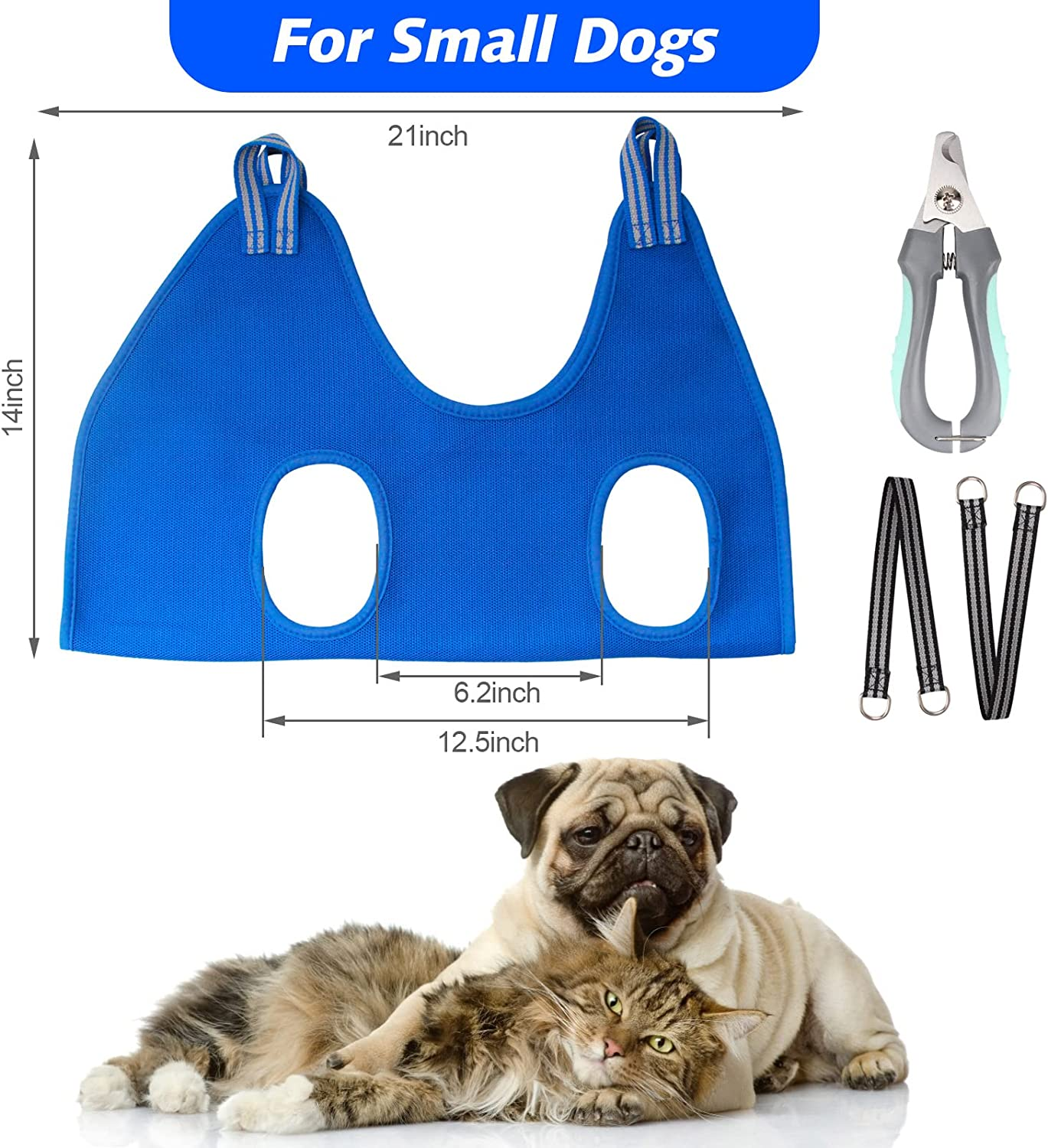 Pet Grooming Hammock for Small Dogs & Cats with Nail Clippers/Nail Trimmers/Grooming Scissors, Dog Grooming Harness for Nail Trimming, Pet Grooming Sling Helper image number 6