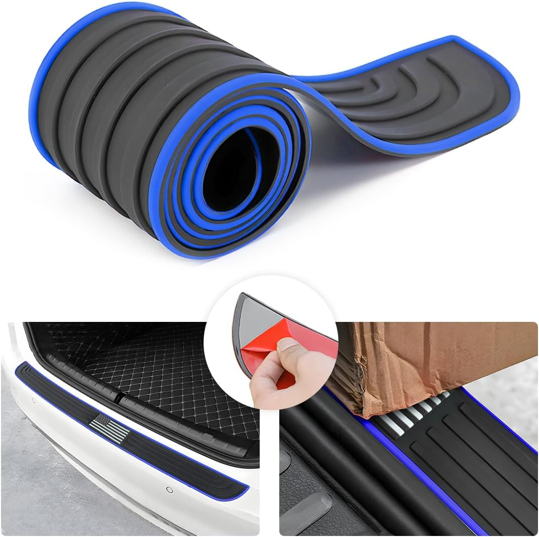 Car Rear Bumper Protector Guard, Anti-Scratch Abrasion Rubber Trunk Door Entry Sill Non-Slip Vehicle Trim Cover Protection Strip, Accessories for Most Cars and SUV (Black/40.9''X3.5'') 062