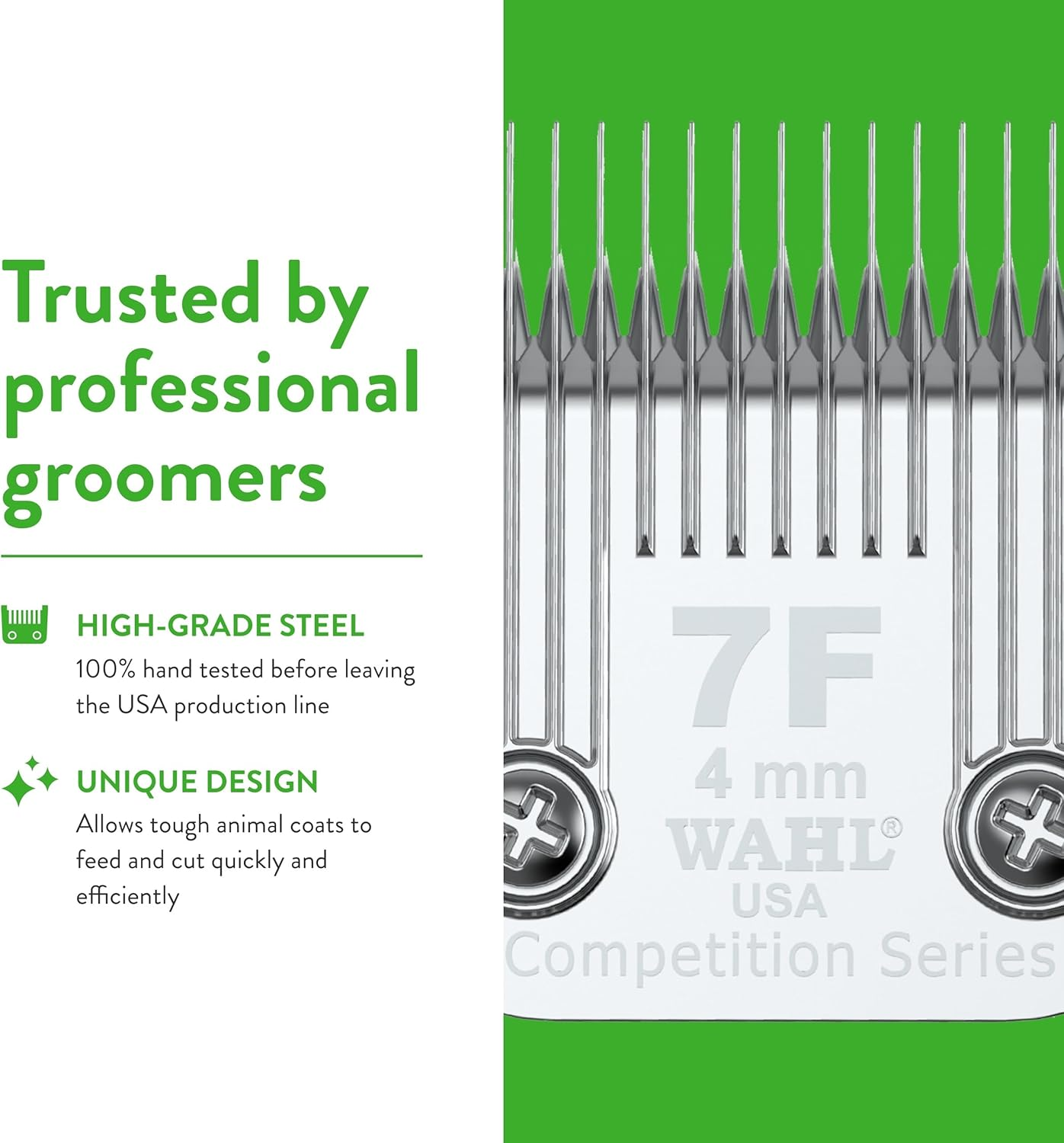 Wahl Professional Animal #7F Full Medium Competition Series Detachable Blade with 4/25-Inch Cut Length (#2368-100), Steel image number 4