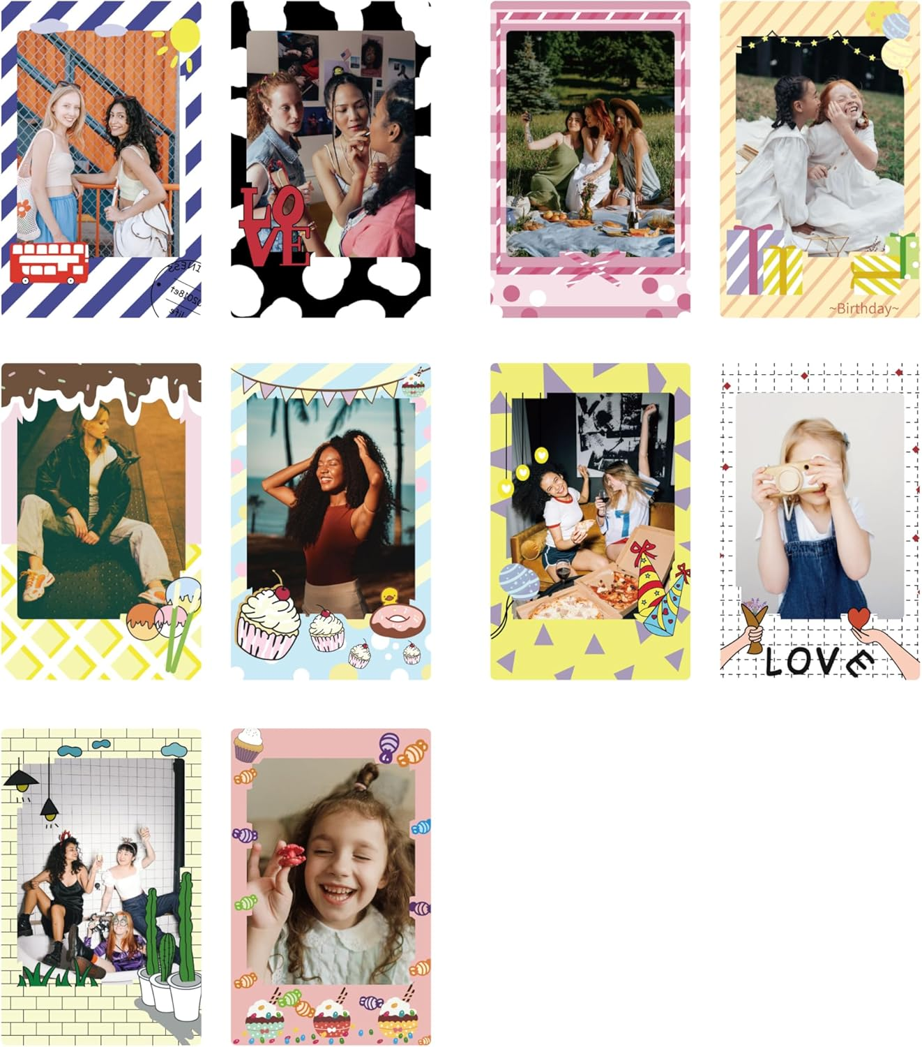 30Pcs Film Border Stickers Compatible with Fujifilm Instax Mini Liplay 12 11 9 8+ 8 Evo 99 SE 40 90 70 50S 26 25 7S Instant Film