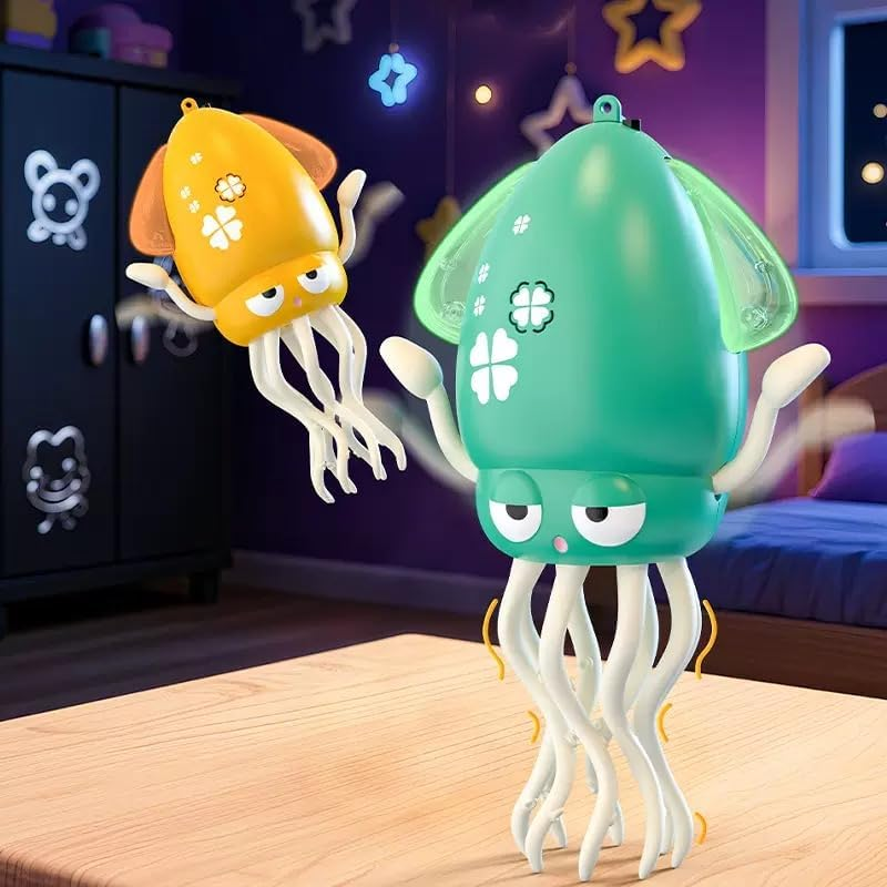 Electric Dancing Octopus Toy, Crawling Octopus Tummy Time Toy with Light and Music, Rechargeable Magic Dancing Music Squid, Electric Crawling Toys for Office Desk Decor (Pink) - Green image number 3