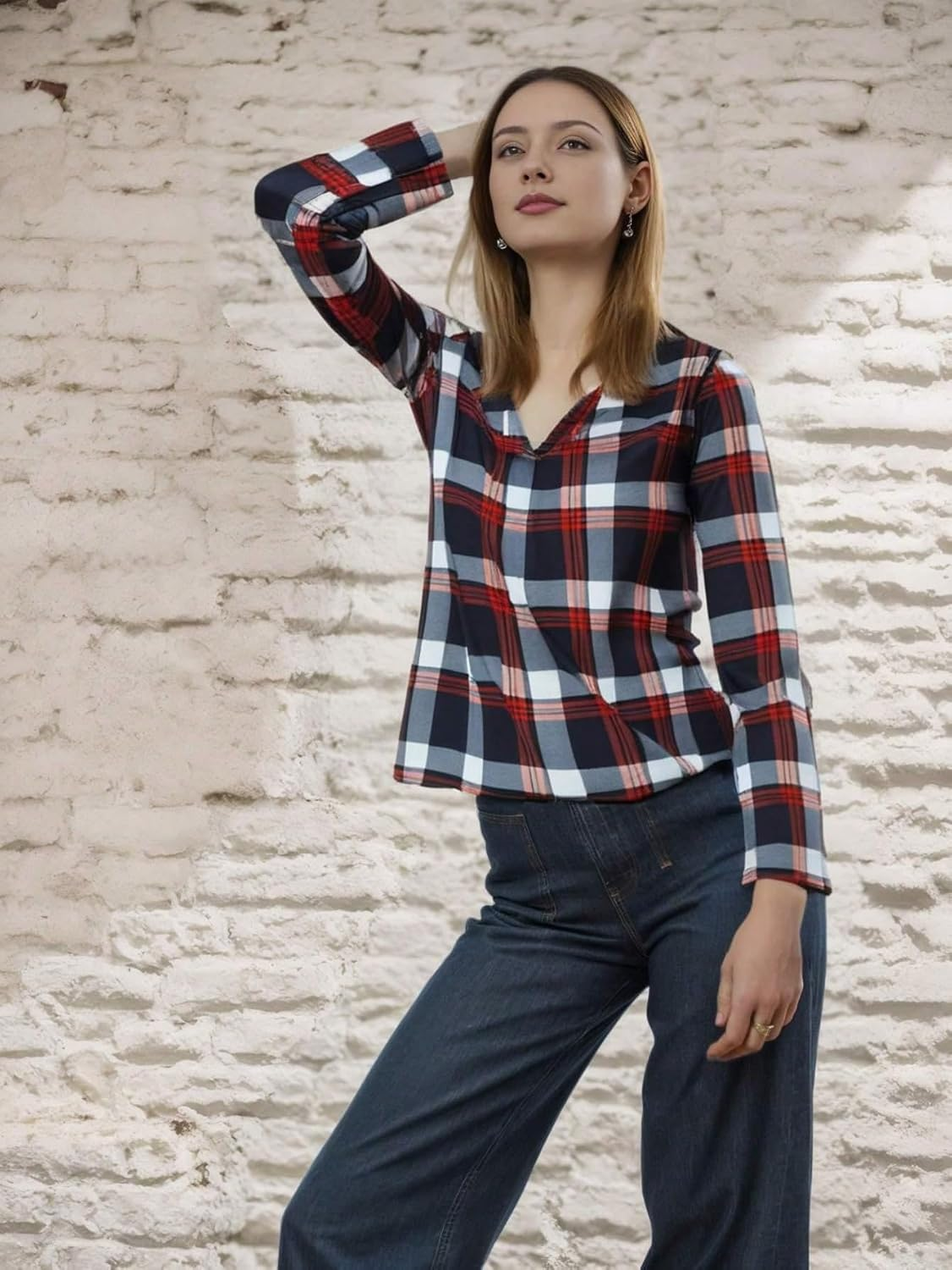 Nursing Tops for Breastfeeding Maternity 3/4 Rolled Sleeve Breastfeeding Shirts for Women image number 2