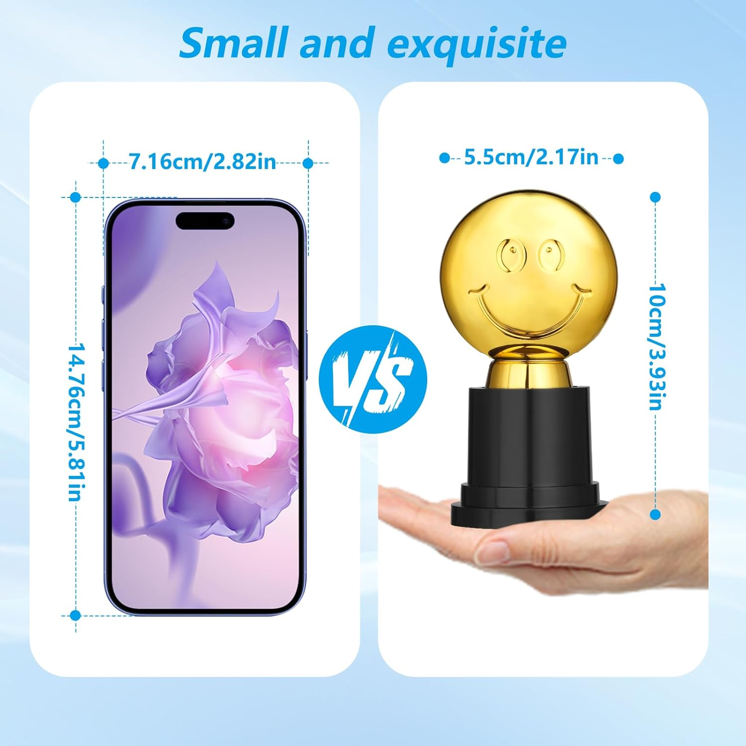 8PCS Mini Trophies,Geeric Gold Smile Trophy Plastic with Base for Kids/Student/Adults Trophy Cups Winner Medals for Party Decoration/Competition/Sports/Activity/School/Party Favors Winning Prizes