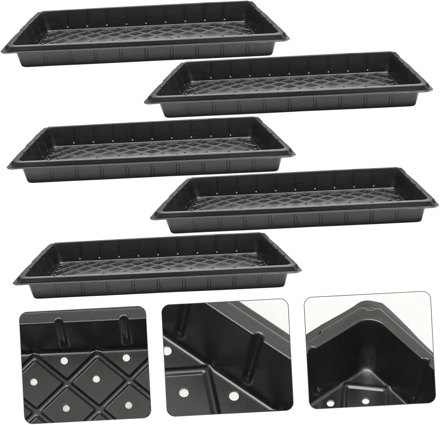 CIYODO Germination Tray Plant Growing Tray for Indoor Gardening Starting Accessory with Drainage Holes Reusable Nursery Supply for Flower Seedlings and Vegetable Propagation 5Pcs image number 4