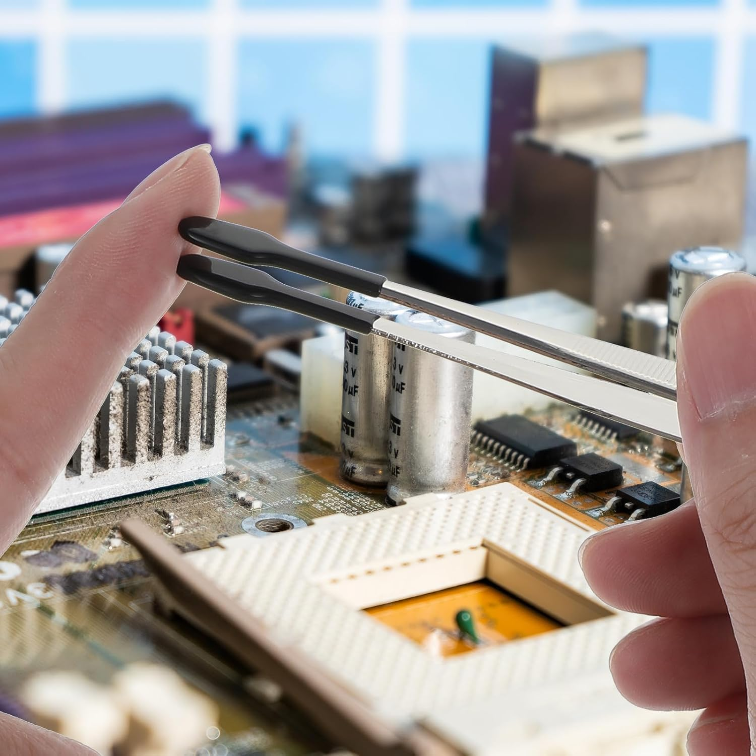 2 Pcs Rubber Tipped Tweezers Forceps Silicone Coated Soft Tweezers Contact for Soft Contacts Flat Tip Hobby Craft Tools Jewelry Coin Stamp Tongs for Stamps Coins Crafts Beads image number 1