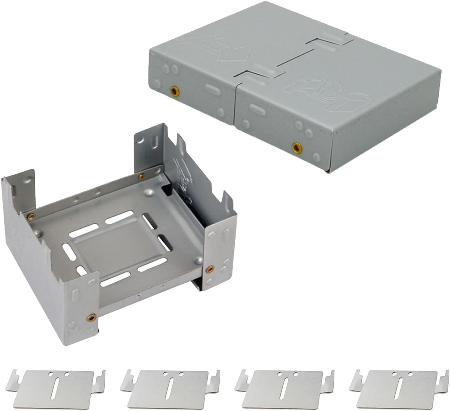 Mini Camping Stove, Foldable Portable Cooker, Mini Alcohol Cooker, Pocket Cooker, Suitable for Outdoor, Picnic, BBQ, Camping, Hiking, Travel, Pack of 2, with 4 Camping Stove Wind Deflectors image number 1