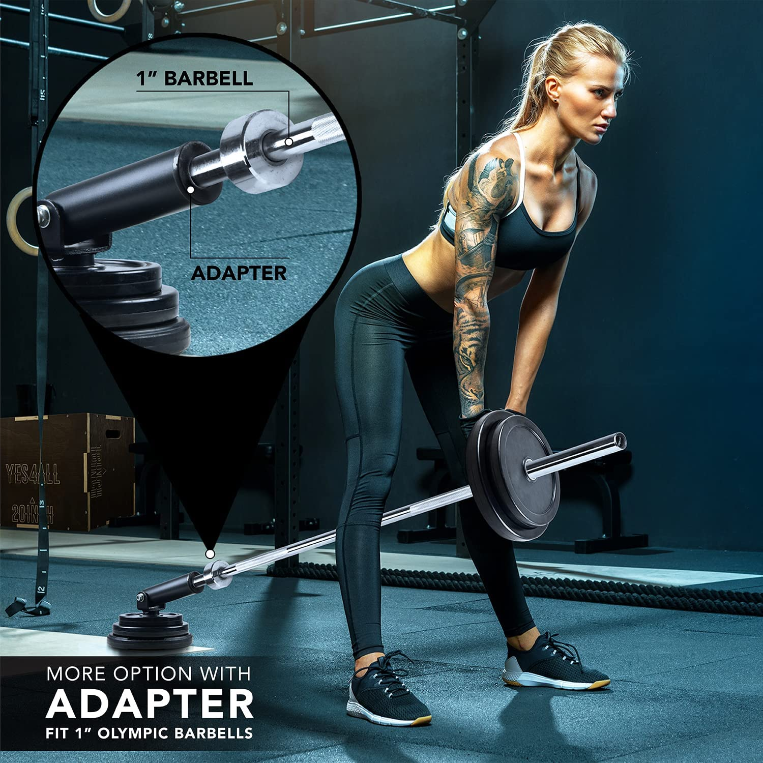 Yes4All T Bar Row Insert, Landmine Attachment for 1&2 Inch Olympic Barbell Bars, Landmine Handles, Workout Home Gym Equipment - A. Combo T-Bar Row Insert + Double D Handle image number 3