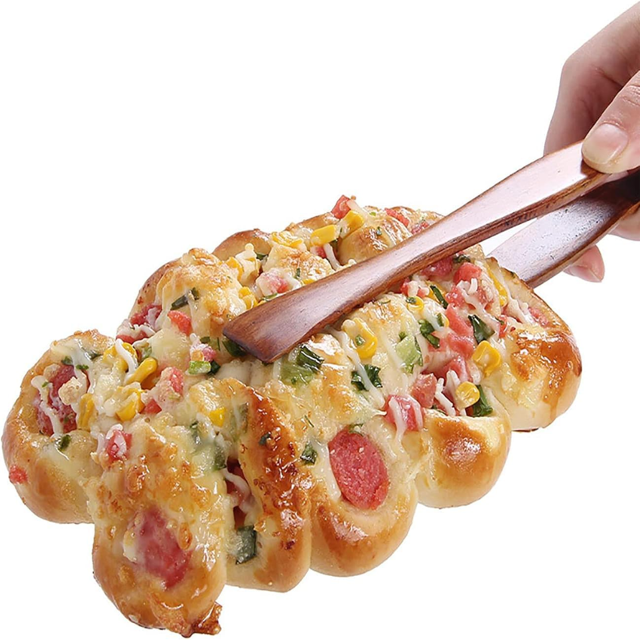 3 Pcs Wooden Toaster Tong,Reusable,Ergonomic, Portable, Lightweight Multipurpose Kitchen Tongs for Cooking and Holding Toast