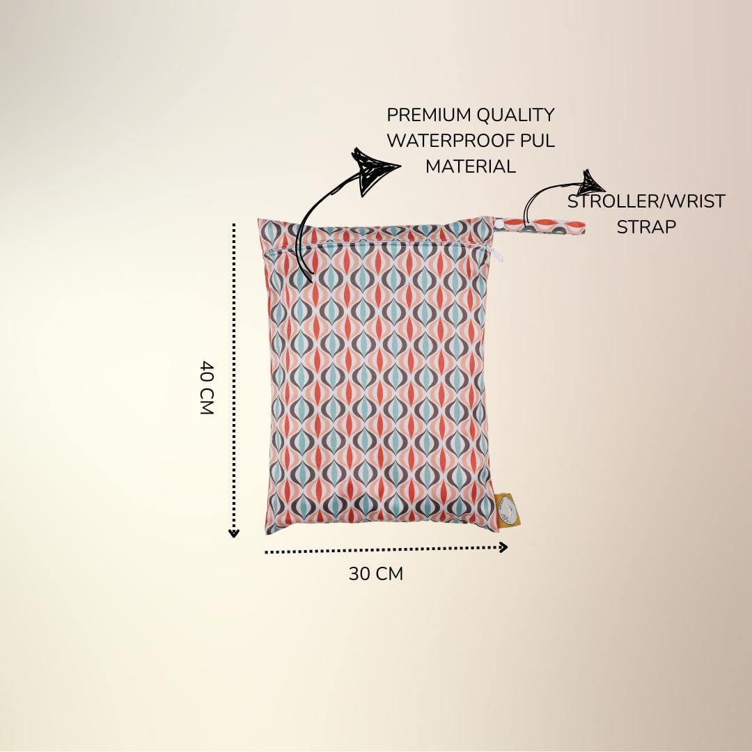 2 Pack Large Premium Waterproof Diaper Cloth Wet Bag Reusable Diaper Bag for Travel Toiletries Gym Swimsuits Baby Items Beach Breastmilk Pump Parts Daycare Waterproof Pouch with Snap Handles 30X40 Cm image number 1