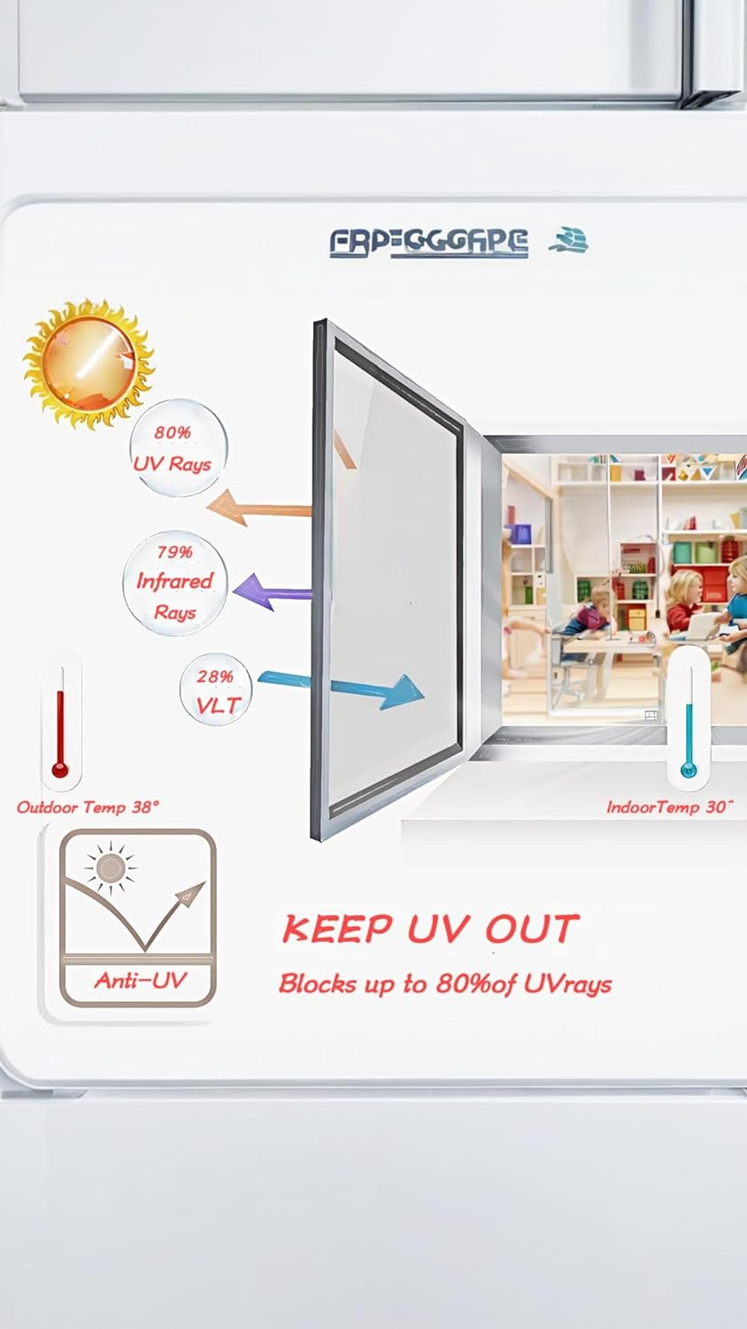 Honwor One Way Window Film - Silver, 23.6X39.4 Inches | Daytime Privacy, UV Blocking, Static Cling, Reflective Window Tint for Home and Office image number 4